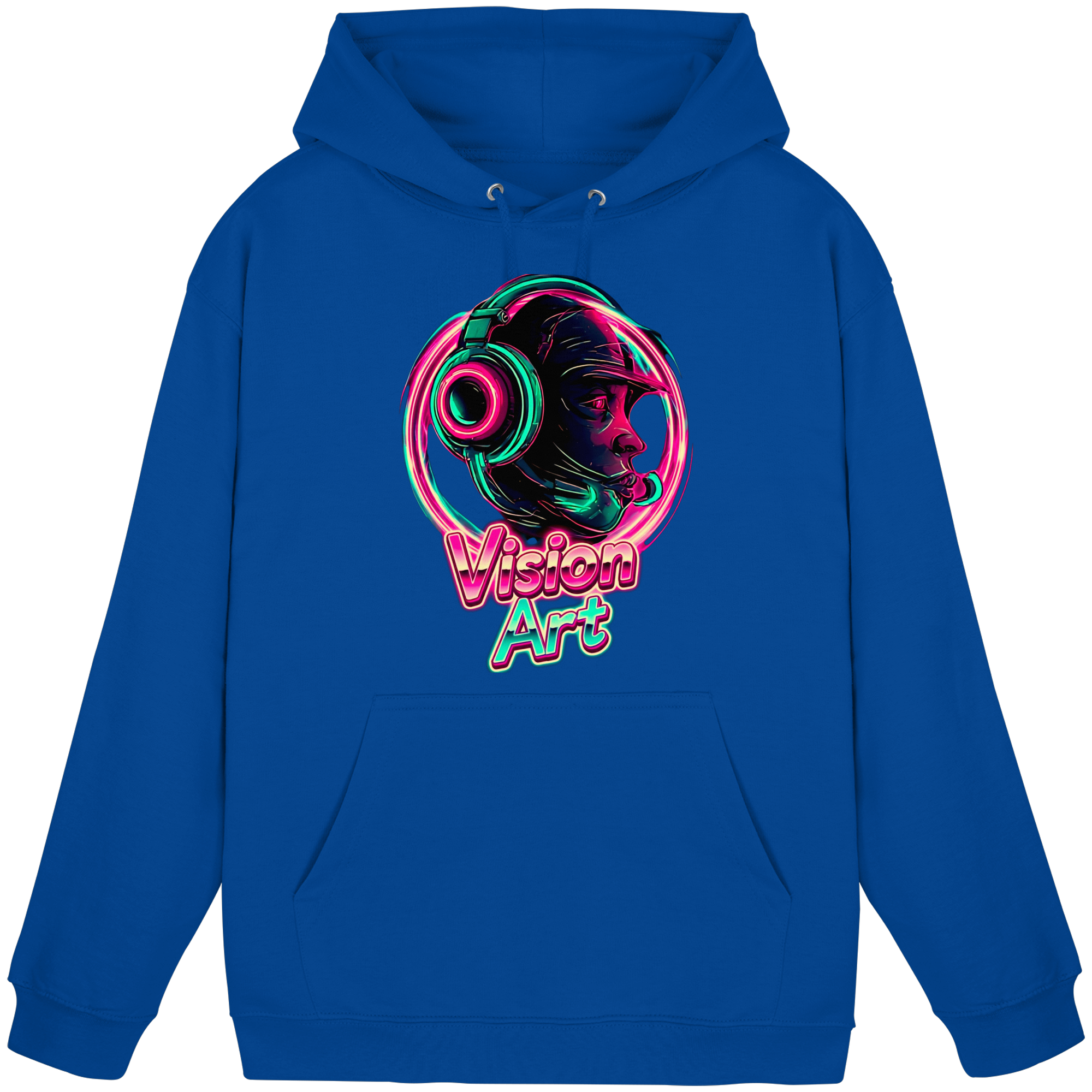 Vision Art Neon Cyberpunk Kopfhörer Hoodie – Leuchtend Pink & Cyan Streetwear | 10 Farben XS-5XL - Basic Unisex Hoodie