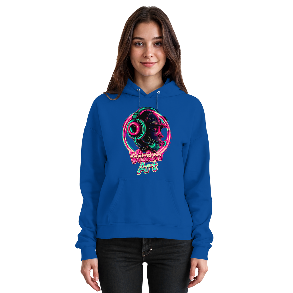 Vision Art Neon Cyberpunk Kopfhörer Hoodie – Leuchtend Pink & Cyan Streetwear | 10 Farben XS-5XL - Basic Unisex Hoodie