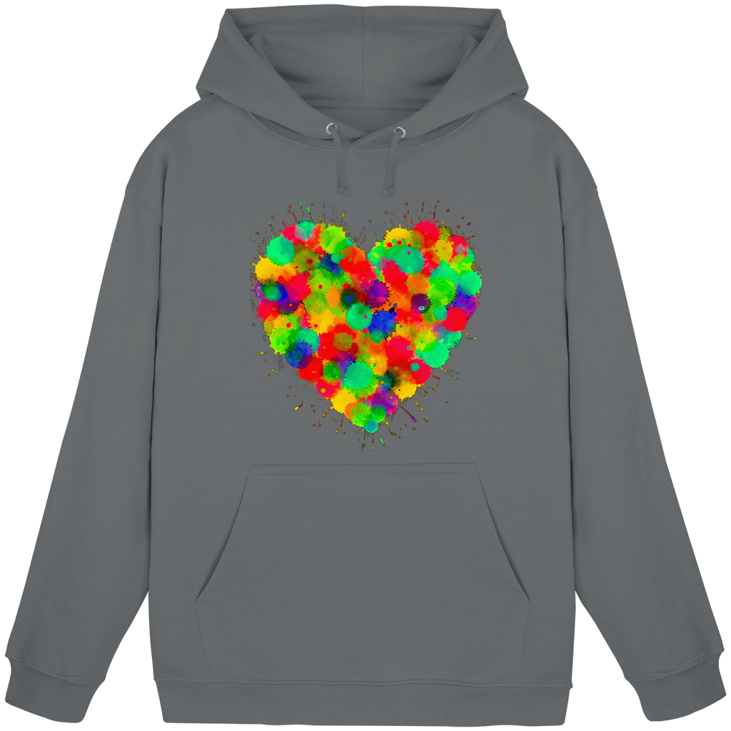 Regenbogen Paint Splatter Herz Hoodie Unisex 5 Farben S- 3XL