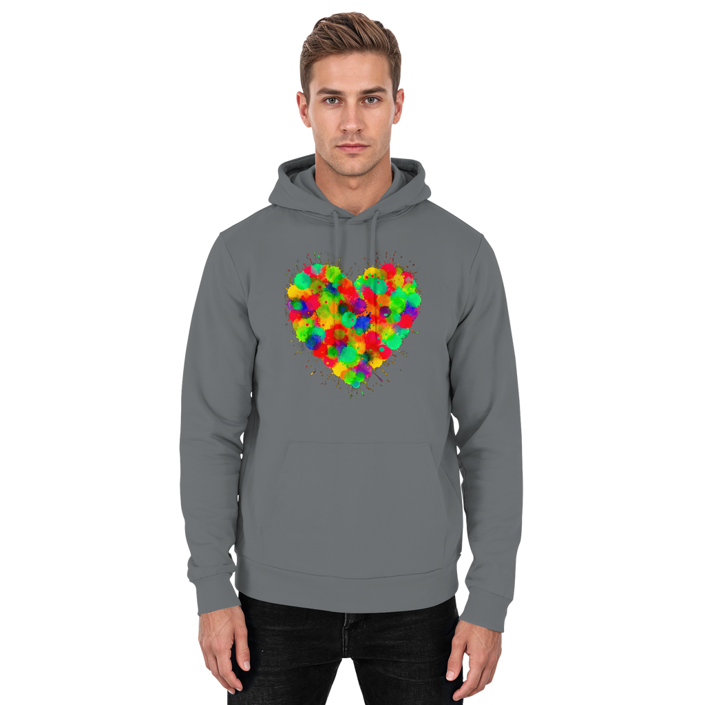 Regenbogen Paint Splatter Herz Hoodie Unisex 5 Farben S- 3XL
