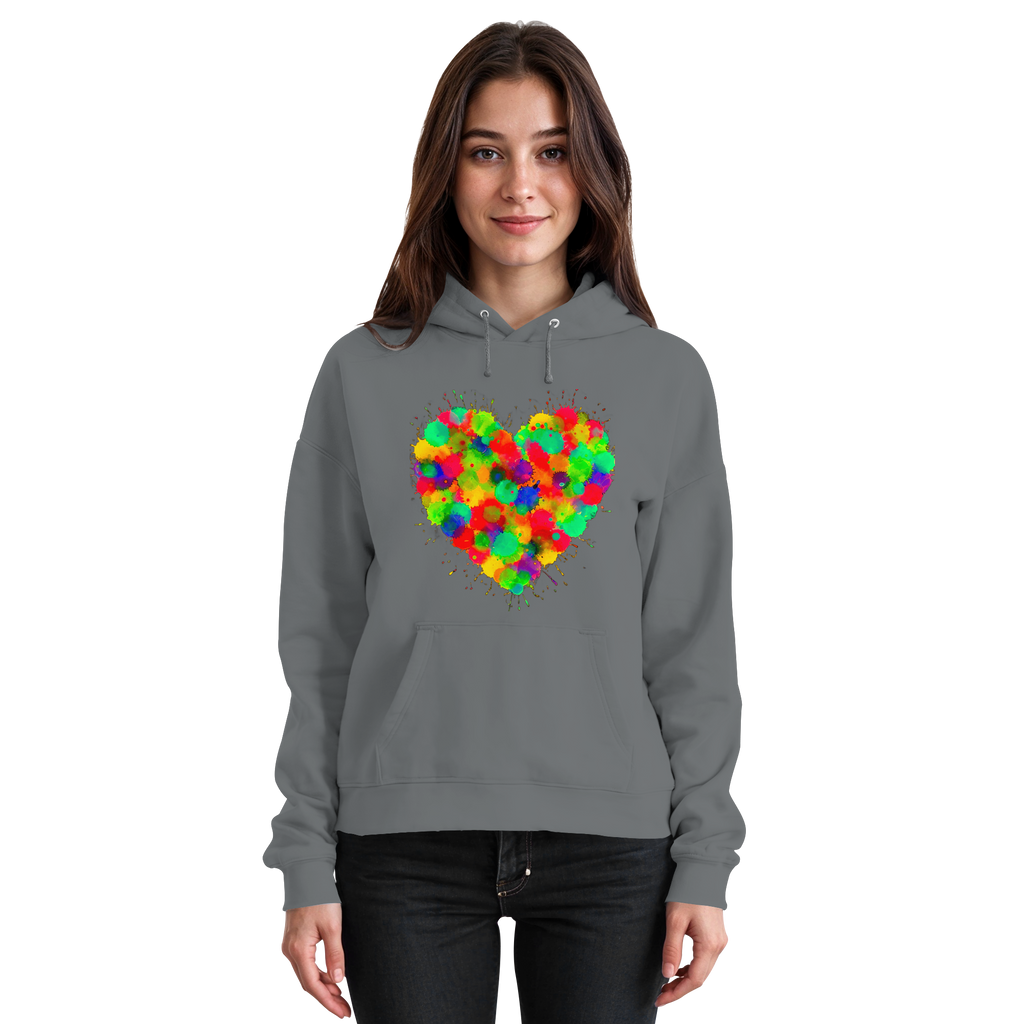 Regenbogen Paint Splatter Herz Hoodie Unisex 5 Farben S- 3XL