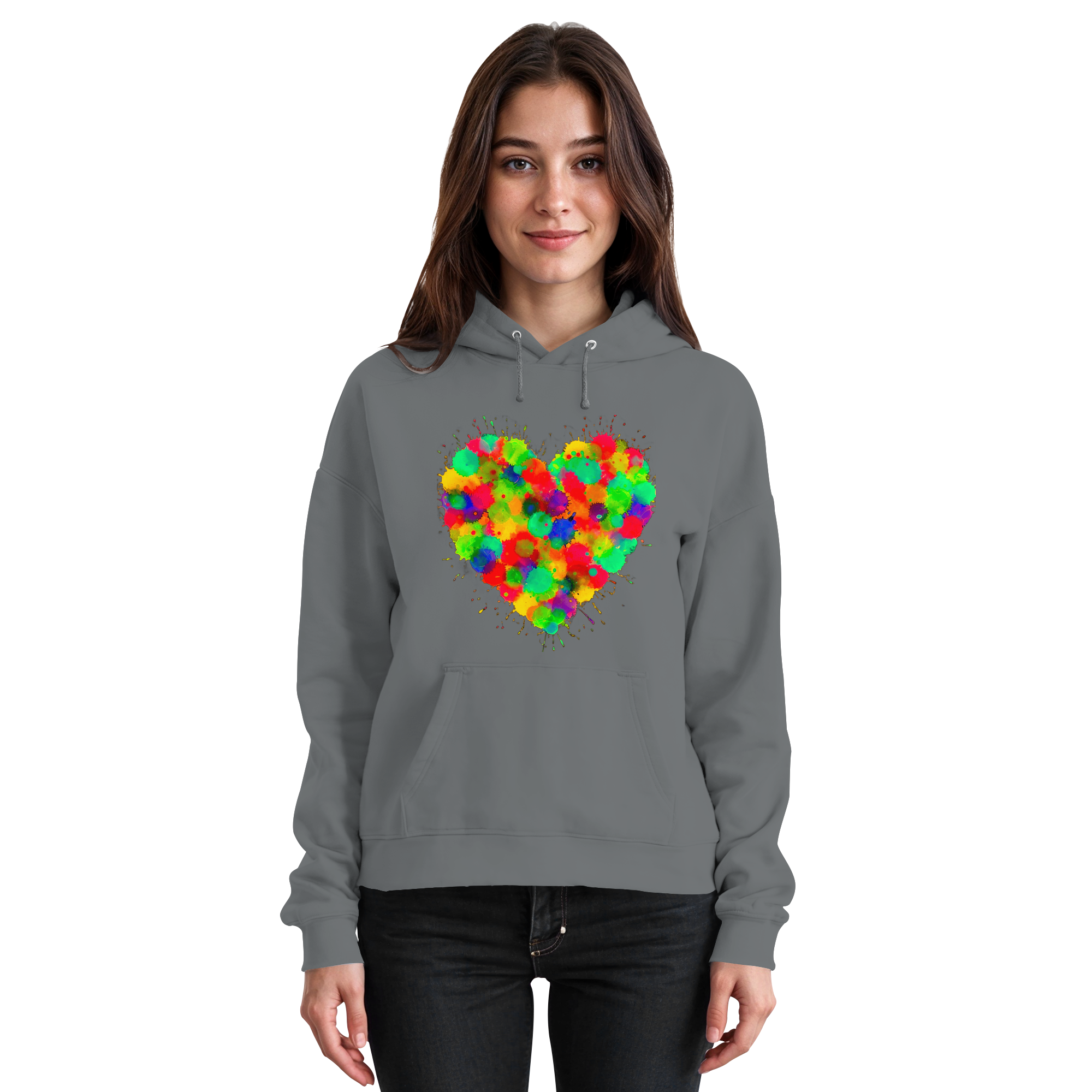 Regenbogen Paint Splatter Herz Hoodie Unisex 5 Farben S- 3XL