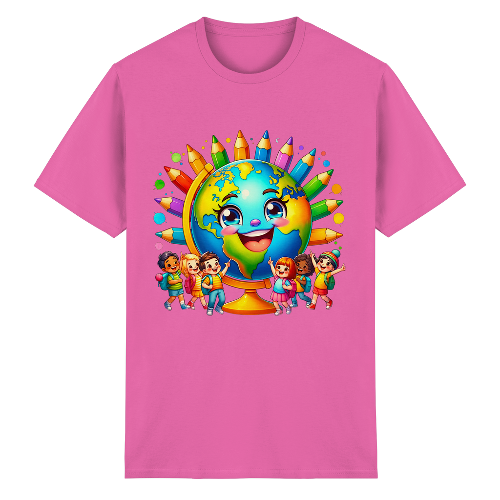 Kinder der Erde T-Shirt – Buntes Fröhliches Planeten Kinder T-Shirt 11 Farben S- 3XL