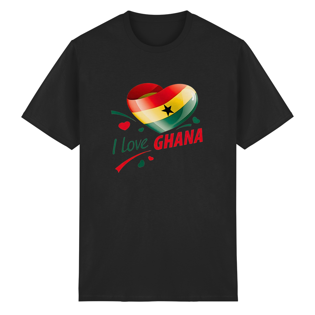 I Love Ghana T-Shirt Flag Heart Herz Design 10 Farben S-5XL