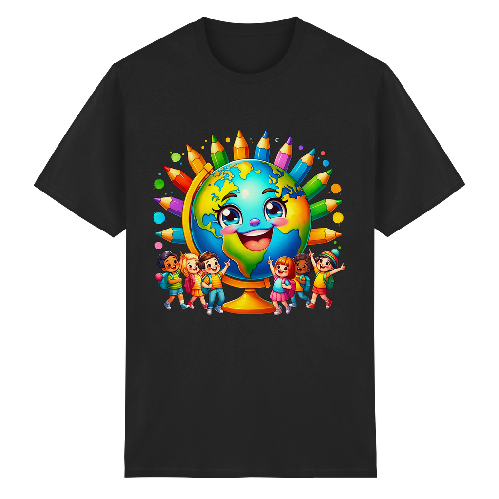Kinder der Erde T-Shirt – Buntes Fröhliches Planeten Kinder T-Shirt 11 Farben S- 3XL