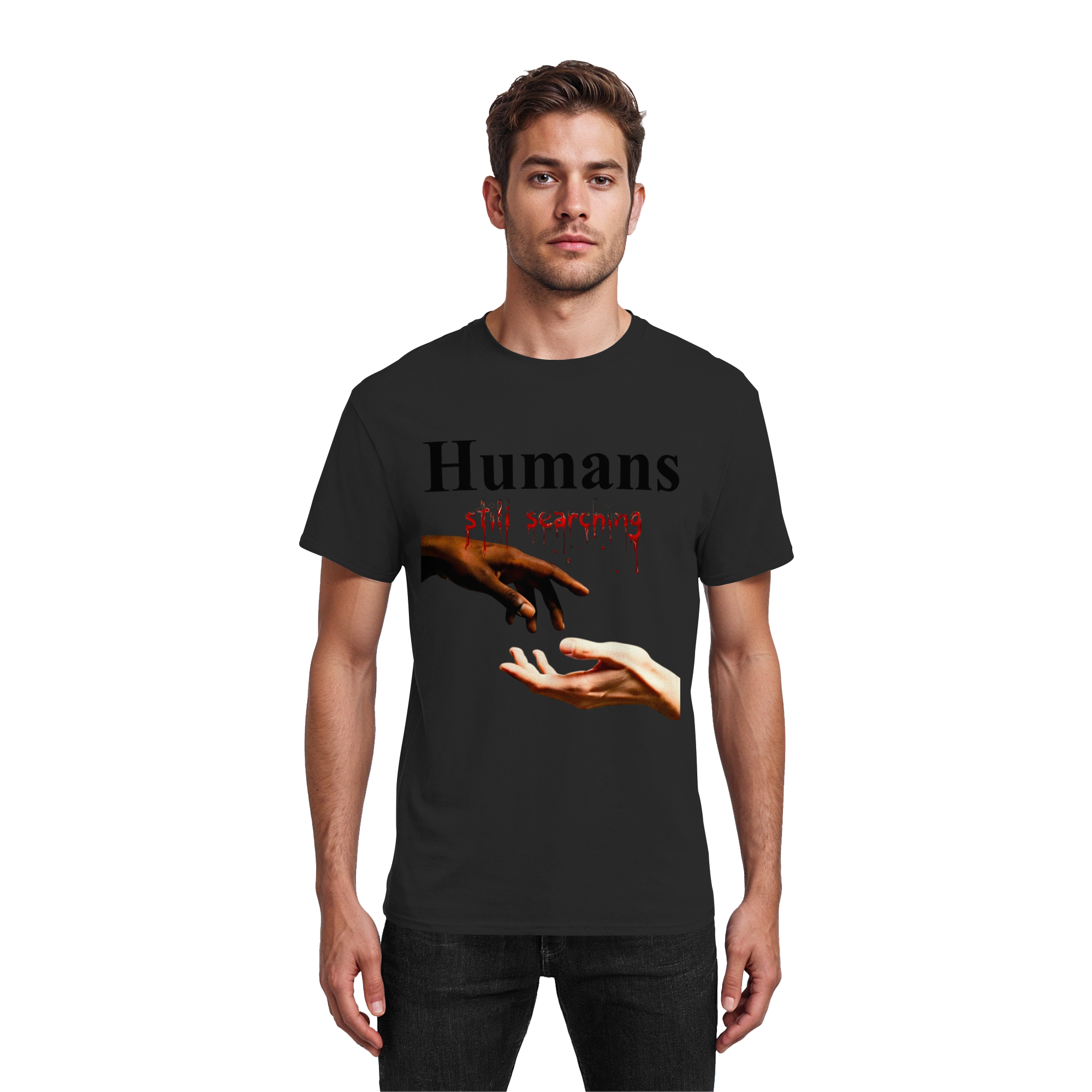 T-Shirt Unisexe « Humans Still Searching » 4 couleurs S-5XL - T-Shirt Coton épais