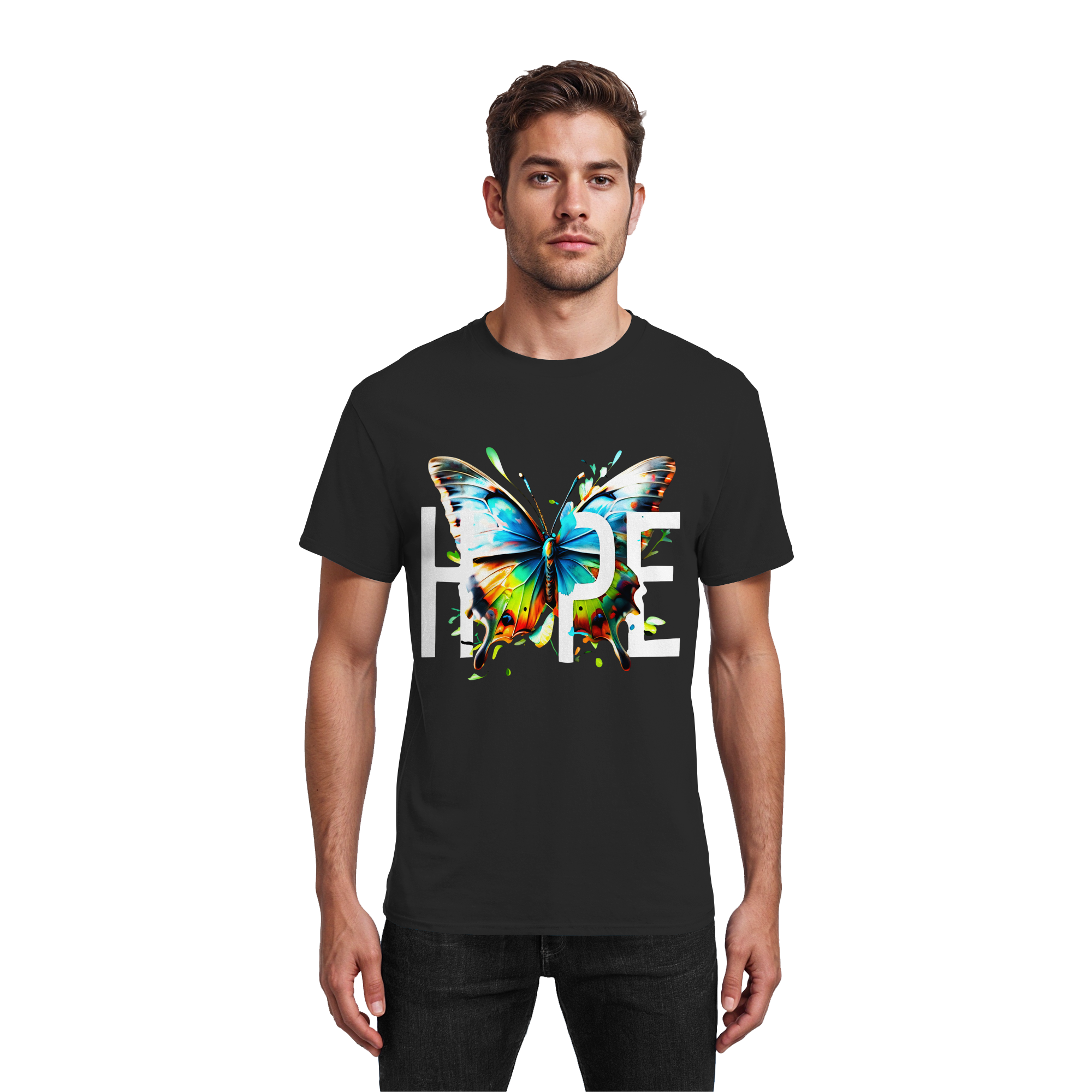 T-shirt PAPILLON ESPOIR Tee-shirt graphique coloré et motivant 10 couleurs S-5XL - T-shirt en coton épais