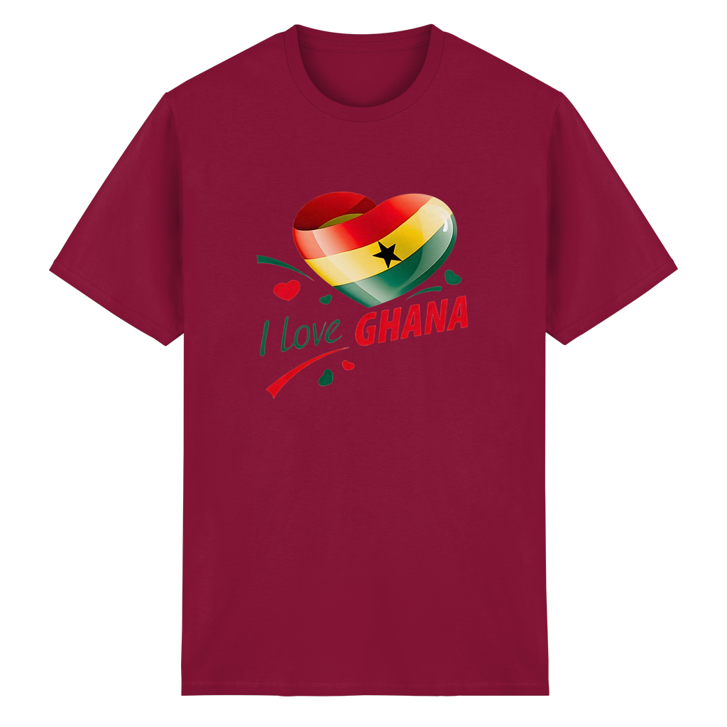 I Love Ghana T-Shirt Flag Heart Herz Design 10 Farben S-5XL