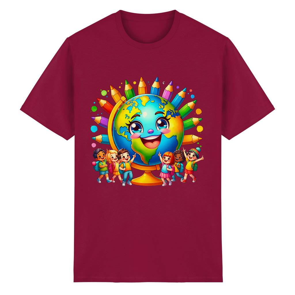 Kinder der Erde T-Shirt – Buntes Fröhliches Planeten Kinder T-Shirt 11 Farben S- 3XL