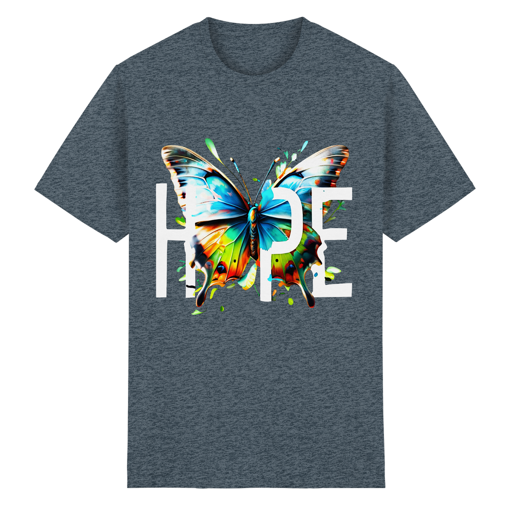 HOPE Schmetterling T-Shirt Lebendiges, farbenfrohes Motivations-Grafik-T-Shirt 10 Farben S-5XL – Schweres Baumwoll-T-Shirt
