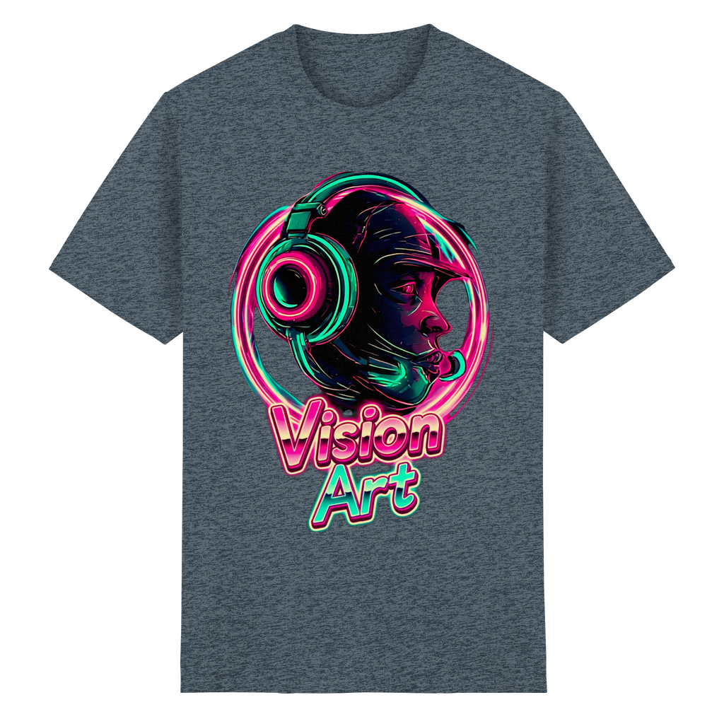 Vision Art Neon Cyberpunk Kopfhörer T-Shirt – Leuchtendes Pink & Cyan Streetwear | 10 Farben XS-5XL - Schweres Baumwoll-T-Shirt