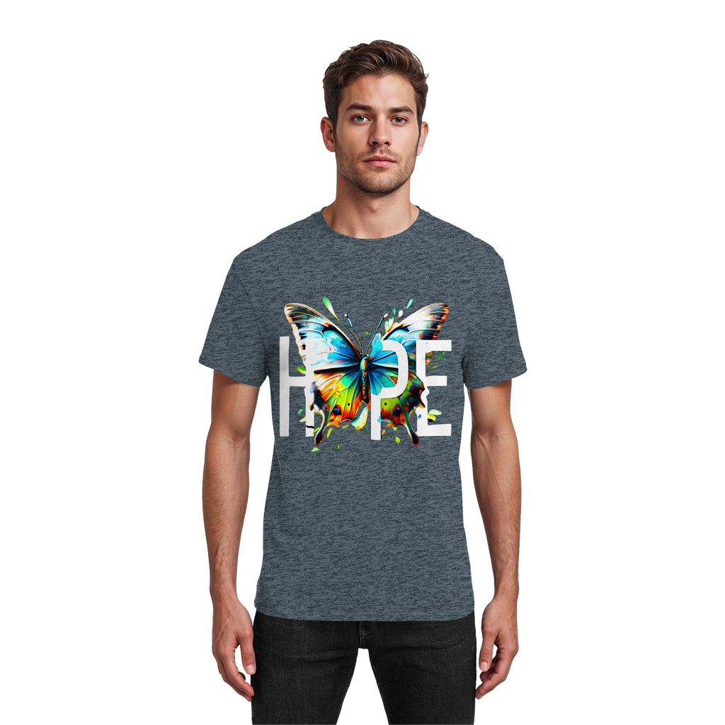 HOPE Schmetterling T-Shirt Lebendiges, farbenfrohes Motivations-Grafik-T-Shirt 10 Farben S-5XL – Schweres Baumwoll-T-Shirt