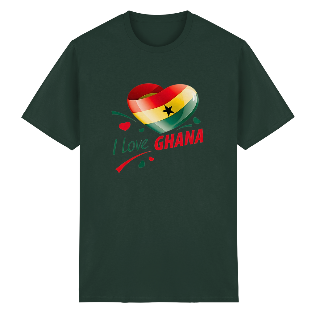 I Love Ghana T-Shirt Flag Heart Herz Design 10 Farben S-5XL