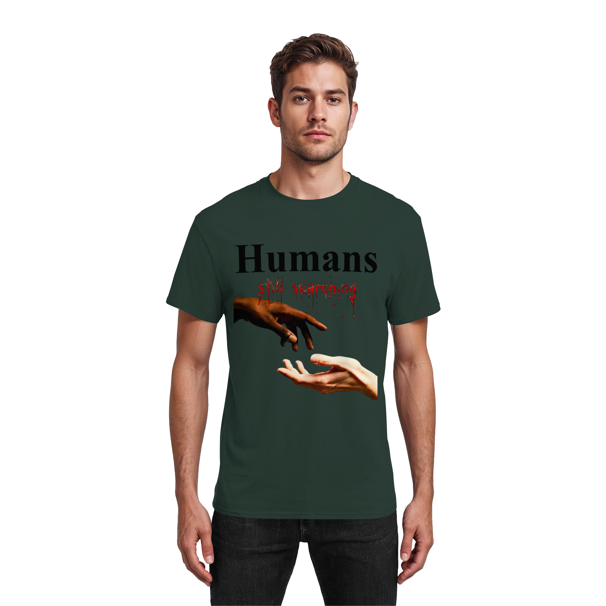 T-Shirt Unisexe « Humans Still Searching » 4 couleurs S-5XL - T-Shirt Coton épais