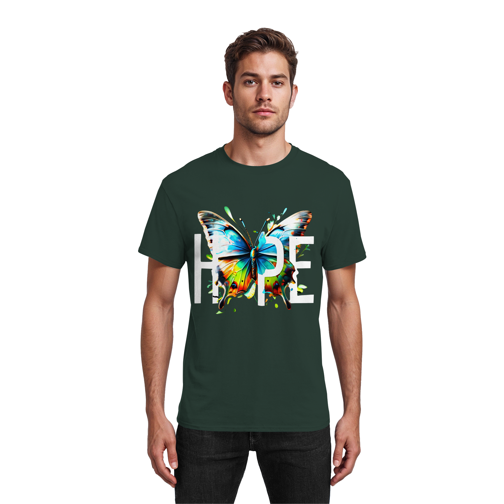 T-shirt PAPILLON ESPOIR Tee-shirt graphique coloré et motivant 10 couleurs S-5XL - T-shirt en coton épais
