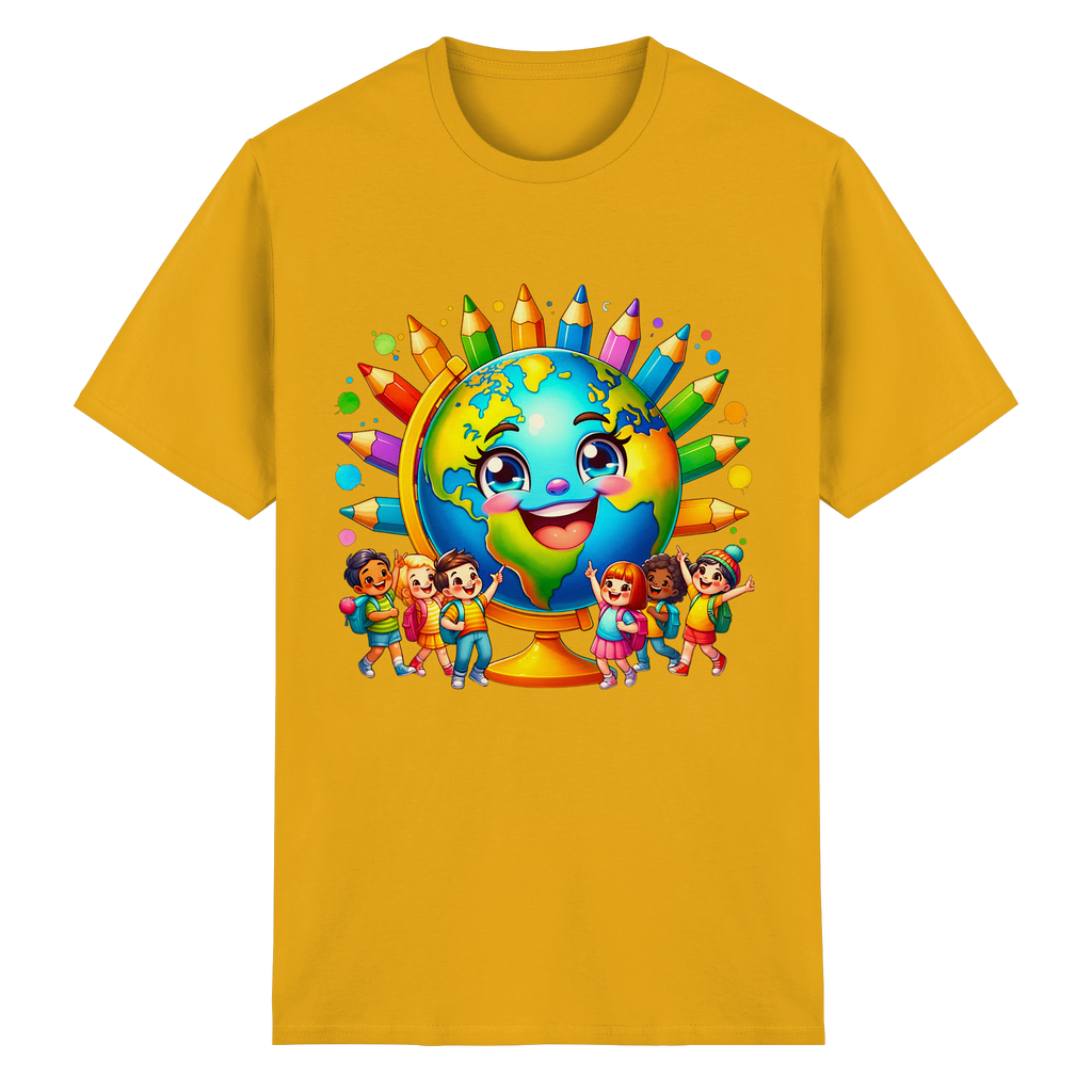 Kinder der Erde T-Shirt – Buntes Fröhliches Planeten Kinder T-Shirt 11 Farben S- 3XL
