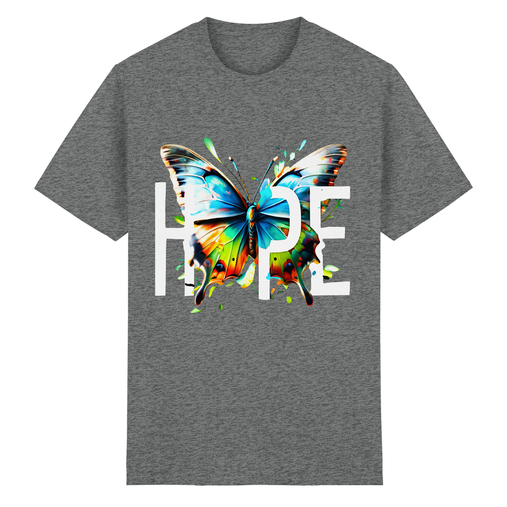 HOPE Schmetterling T-Shirt Lebendiges, farbenfrohes Motivations-Grafik-T-Shirt 10 Farben S-5XL – Schweres Baumwoll-T-Shirt