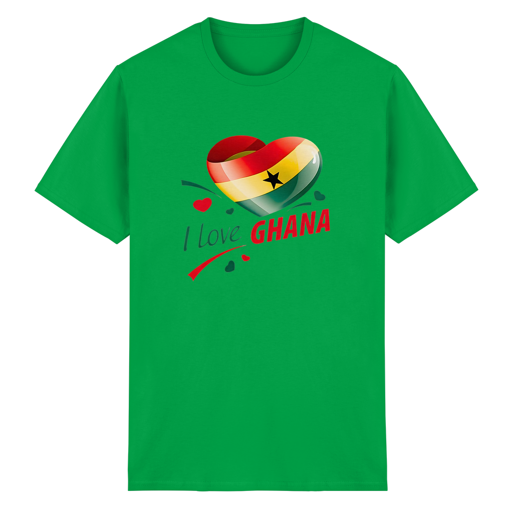 I Love Ghana T-Shirt Flag Heart Herz Design 10 Farben S-5XL