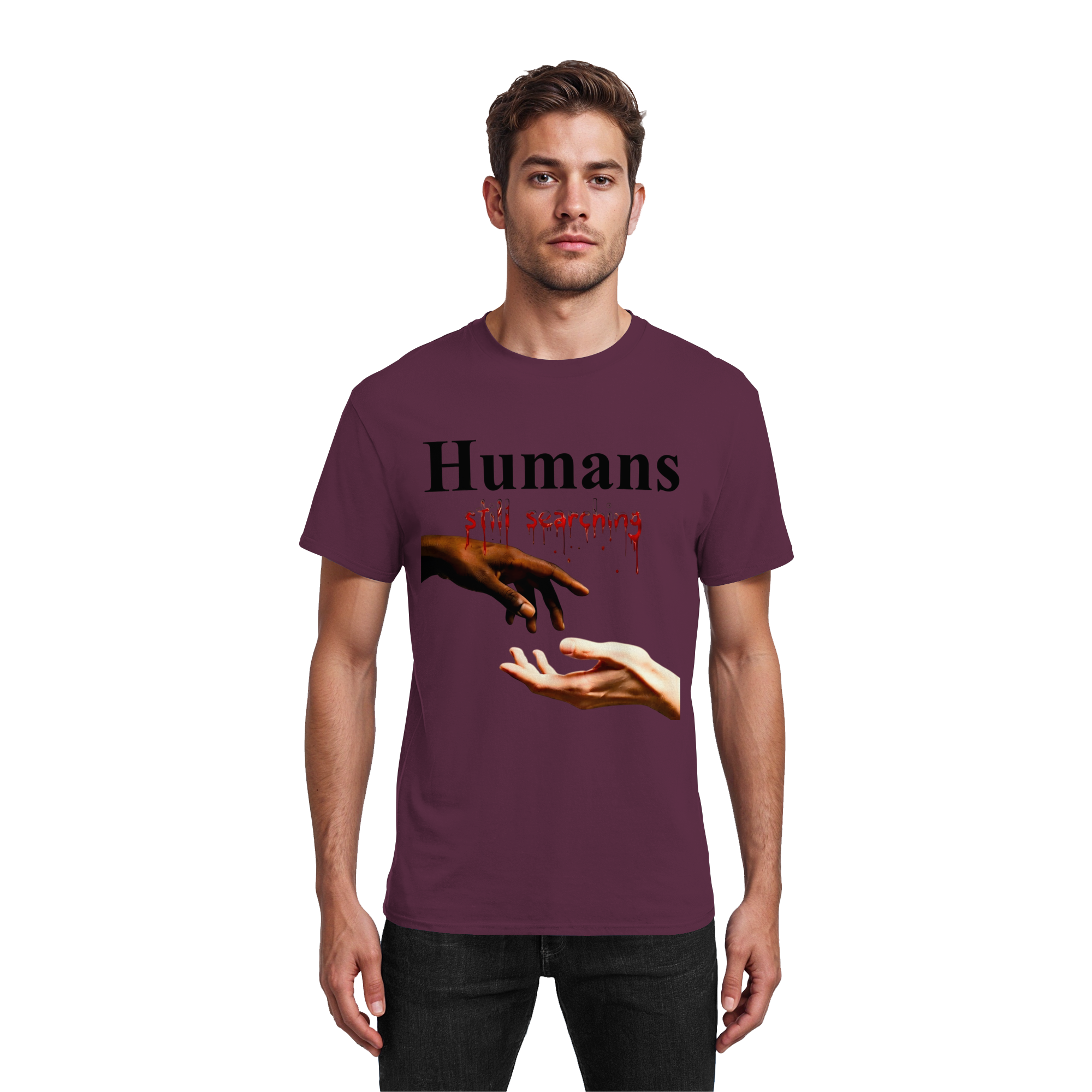 T-Shirt Unisexe « Humans Still Searching » 4 couleurs S-5XL - T-Shirt Coton épais