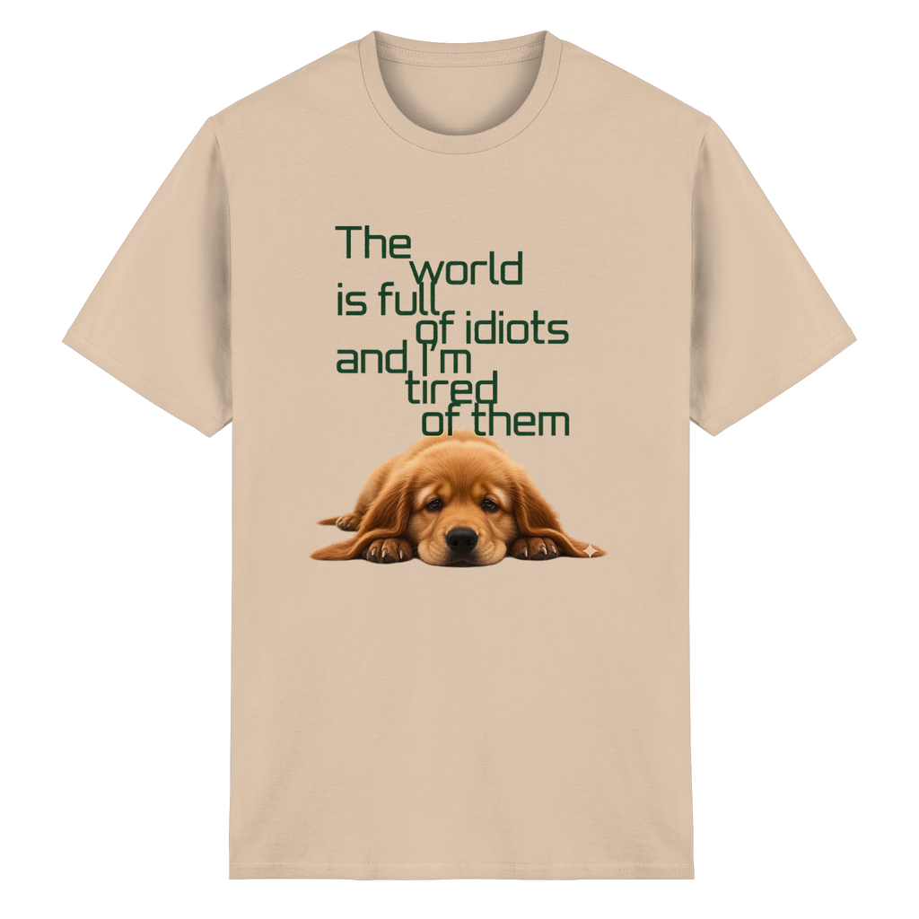 Sarcastic Golden Retriever T-Shirt - Funny Puppy Quote White & Sand S-5XL