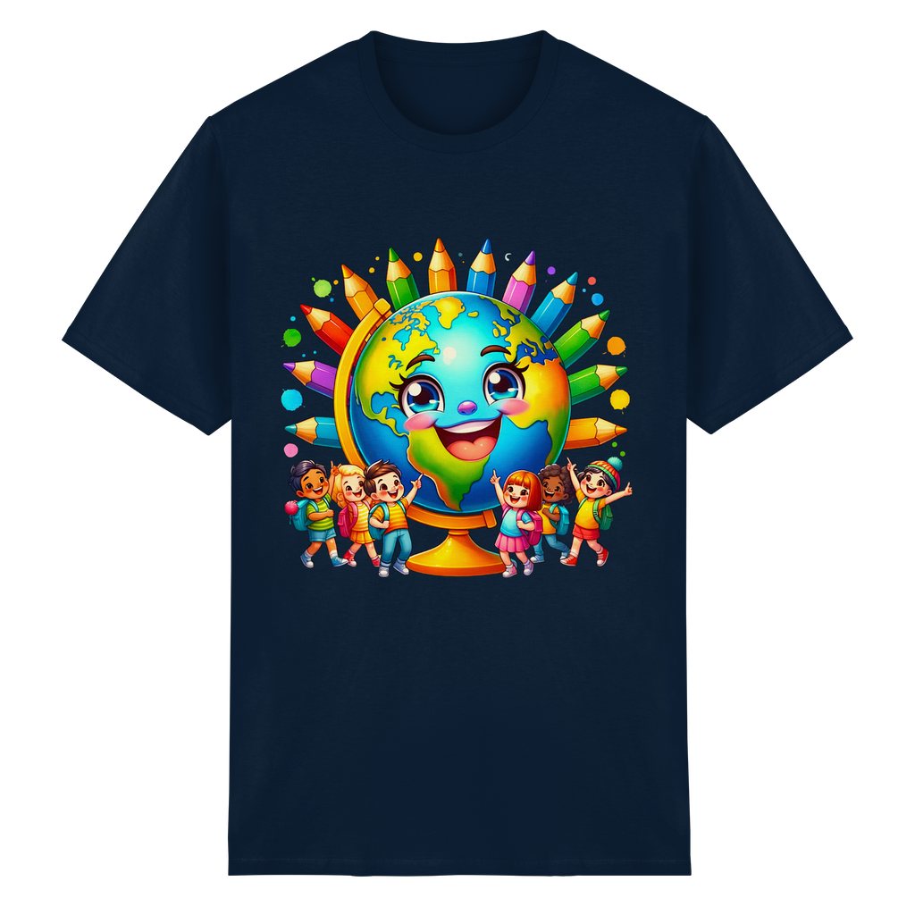 Kinder der Erde T-Shirt – Buntes Fröhliches Planeten Kinder T-Shirt 11 Farben S- 3XL