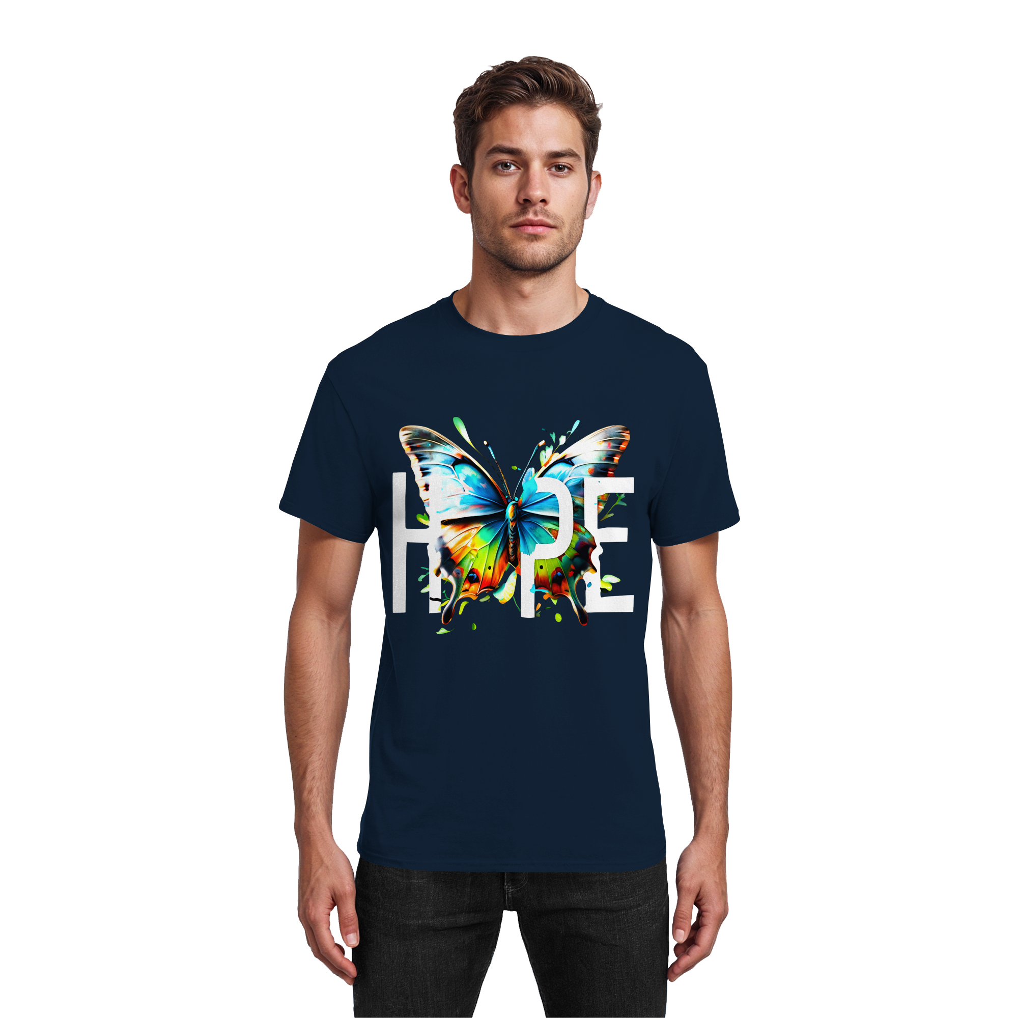 T-shirt PAPILLON ESPOIR Tee-shirt graphique coloré et motivant 10 couleurs S-5XL - T-shirt en coton épais