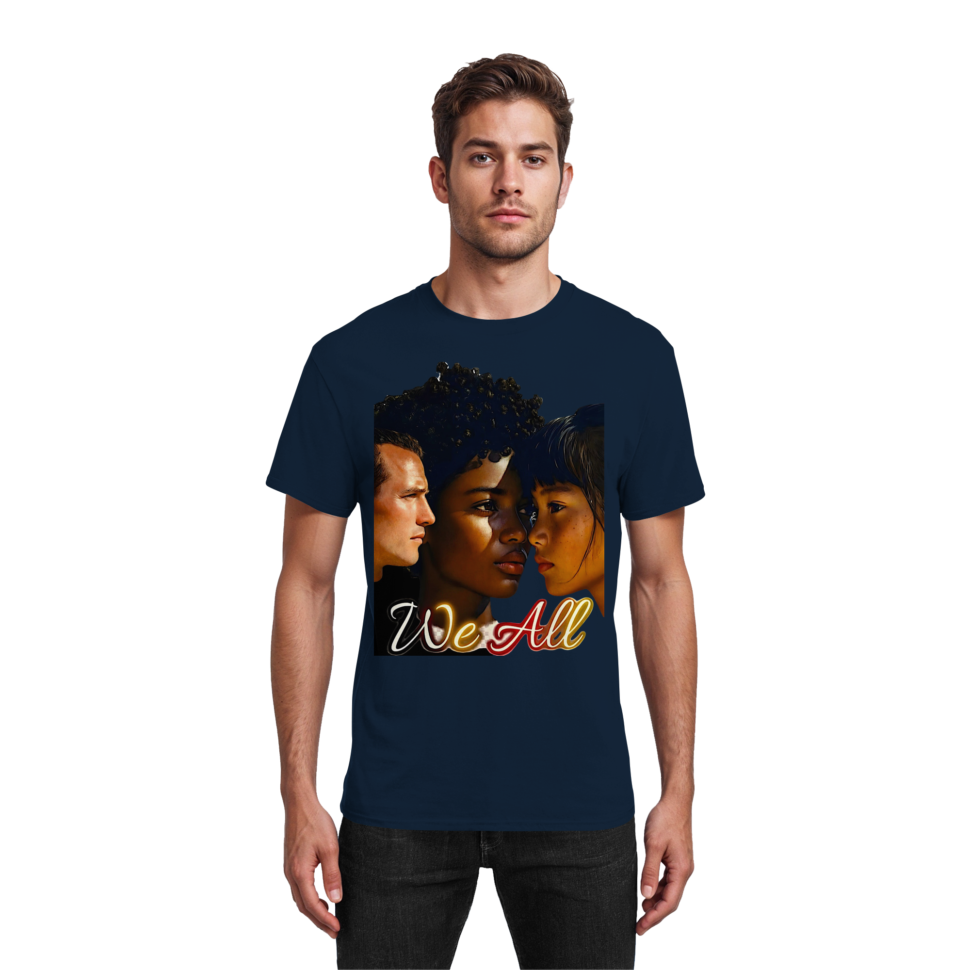 T-Shirt Unisexe WE ALL 5 Couleurs S- 5XL - T-Shirt en Coton Épais