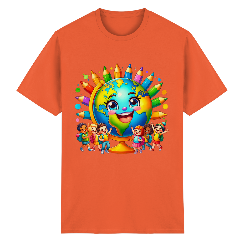 Kinder der Erde T-Shirt – Buntes Fröhliches Planeten Kinder T-Shirt 11 Farben S- 3XL