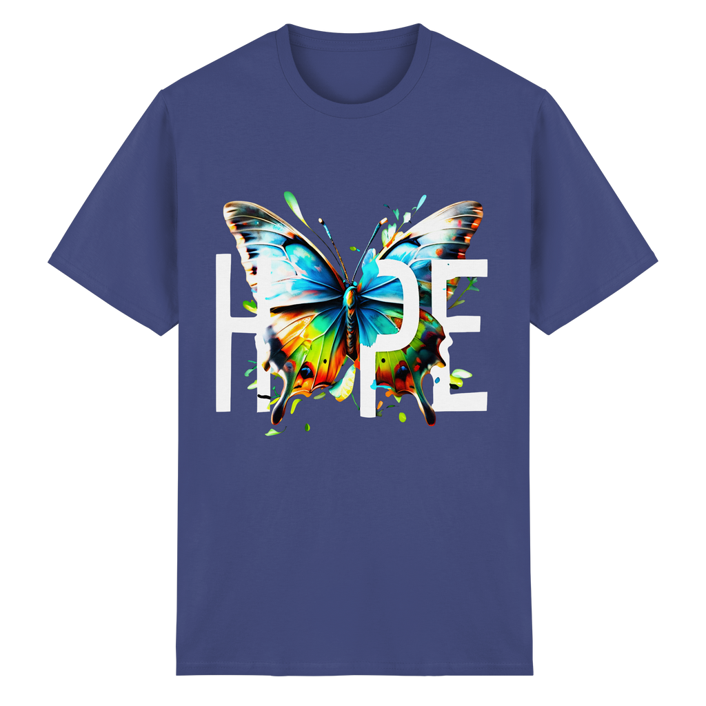 HOPE Schmetterling T-Shirt Lebendiges, farbenfrohes Motivations-Grafik-T-Shirt 10 Farben S-5XL – Schweres Baumwoll-T-Shirt