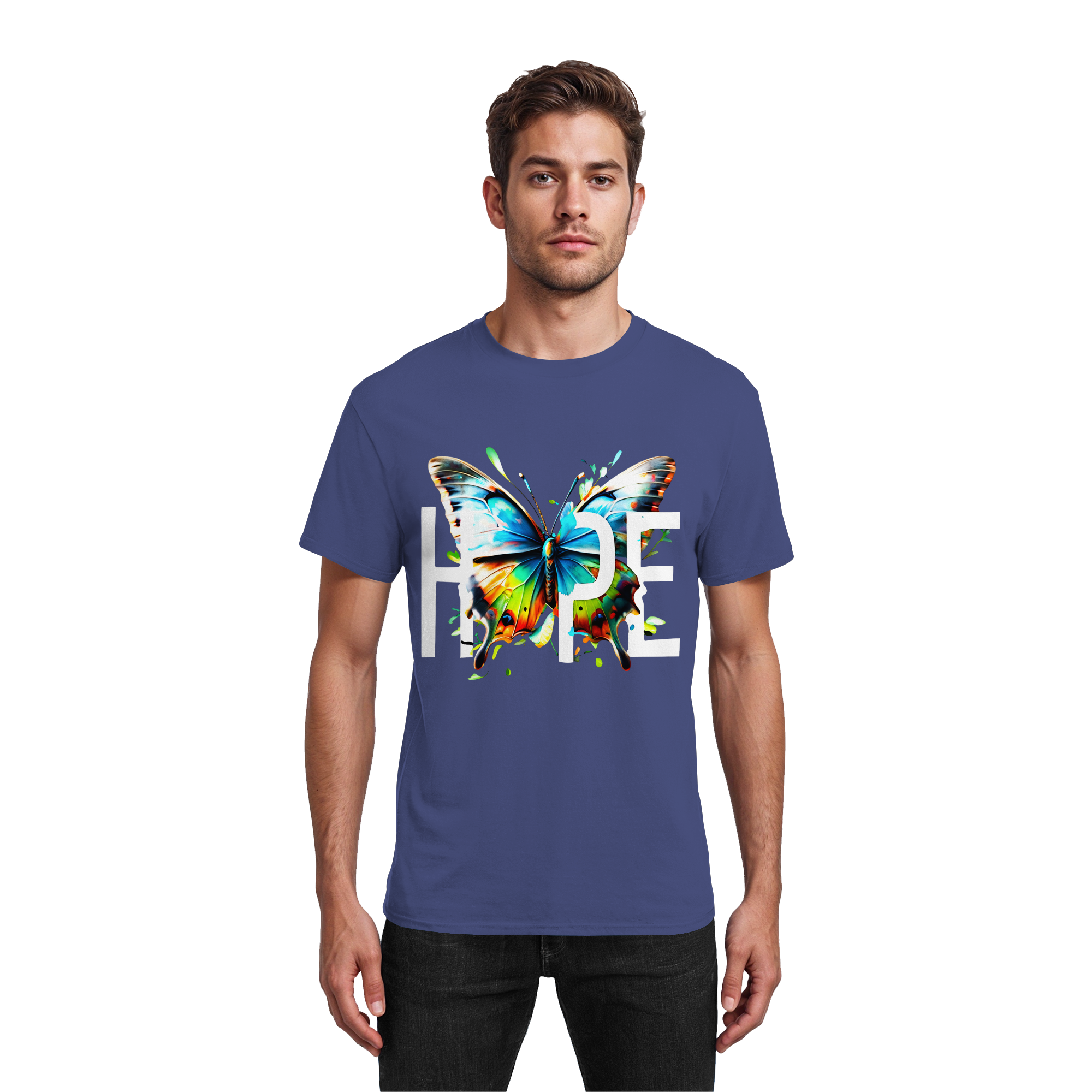 T-shirt PAPILLON ESPOIR Tee-shirt graphique coloré et motivant 10 couleurs S-5XL - T-shirt en coton épais