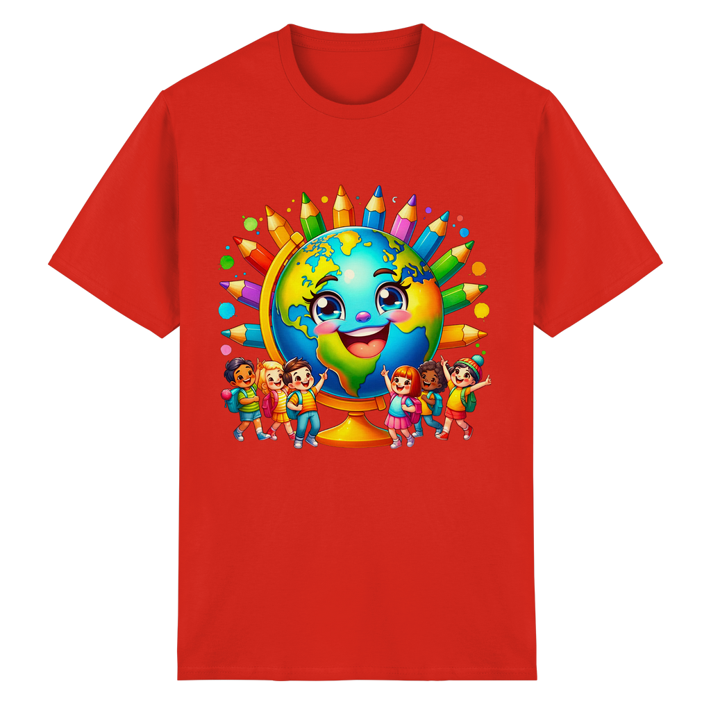 Kinder der Erde T-Shirt – Buntes Fröhliches Planeten Kinder T-Shirt 11 Farben S- 3XL