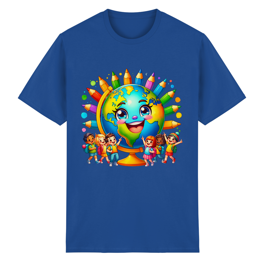 Kinder der Erde T-Shirt – Buntes Fröhliches Planeten Kinder T-Shirt 11 Farben S- 3XL