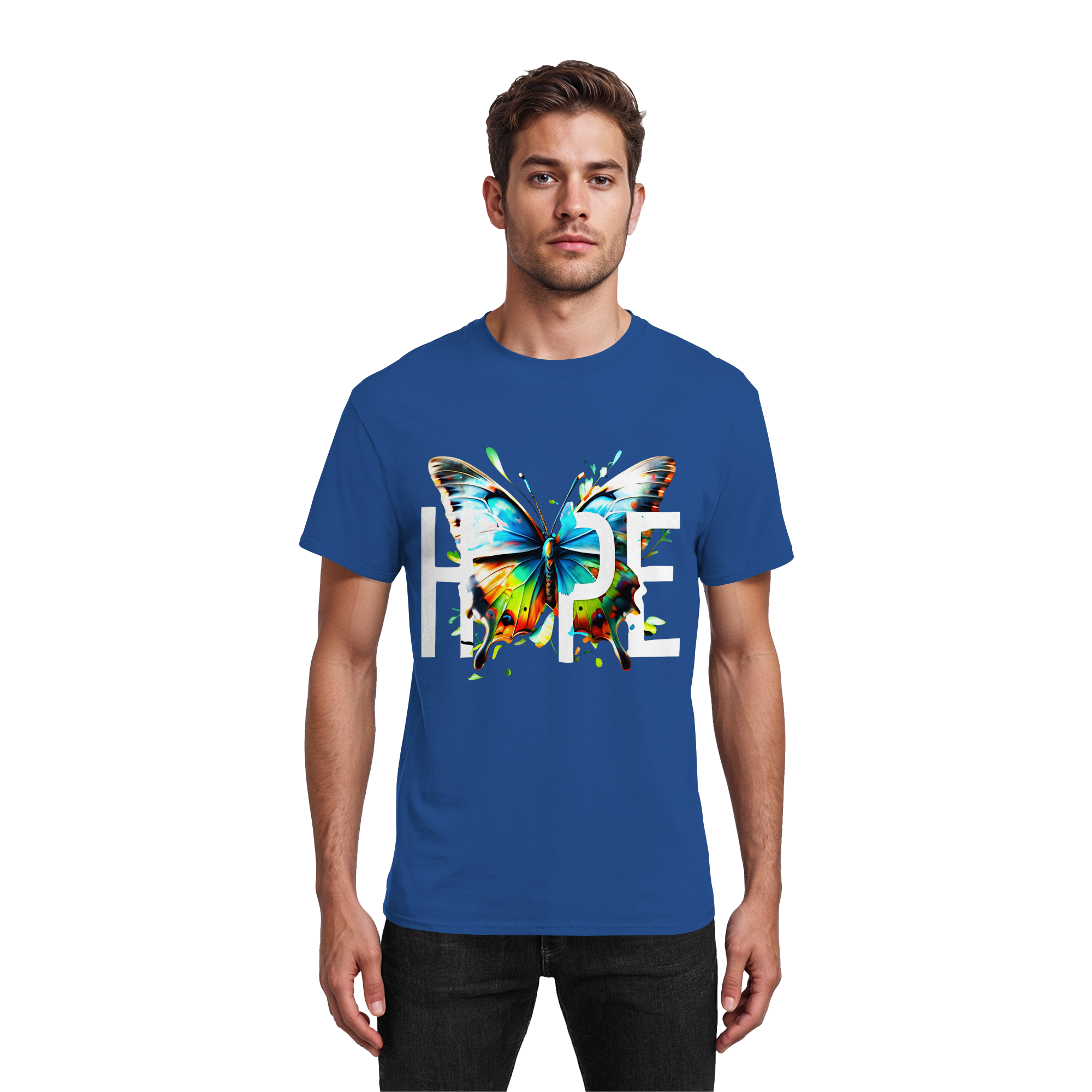 T-shirt PAPILLON ESPOIR Tee-shirt graphique coloré et motivant 10 couleurs S-5XL - T-shirt en coton épais