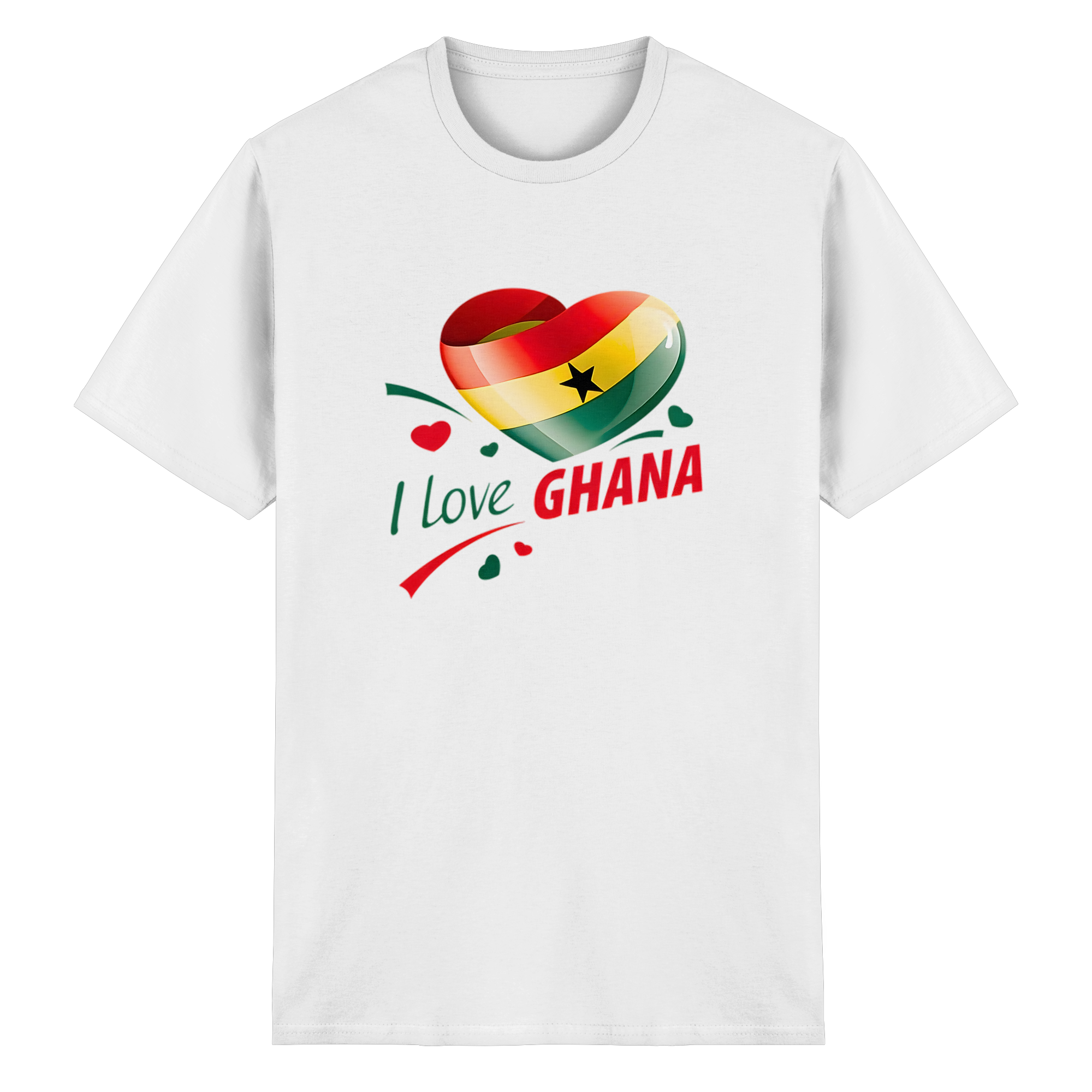 Ich liebe Ghana T-Shirt Flagge Herz Herz Design 10 Farben S-5XL