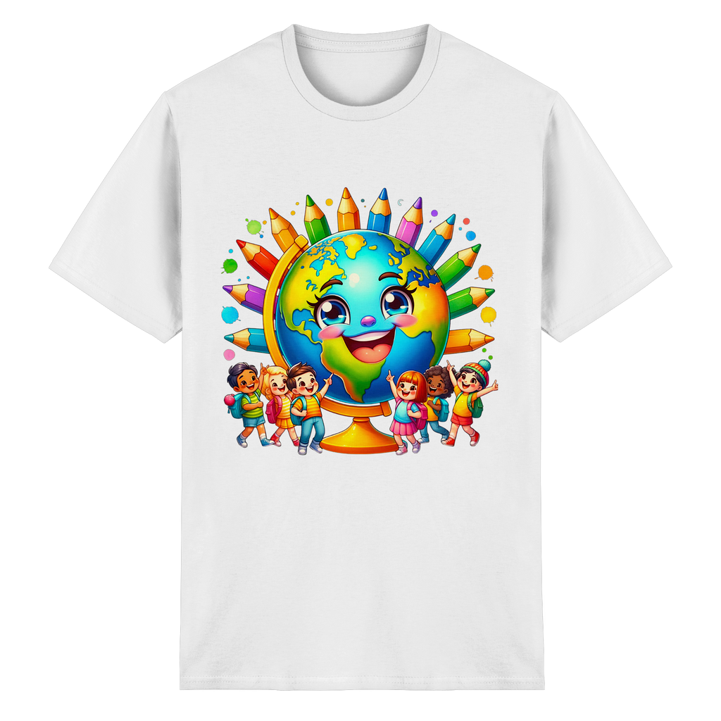 Kinder der Erde T-Shirt – Buntes Fröhliches Planeten Kinder T-Shirt 11 Farben S- 3XL