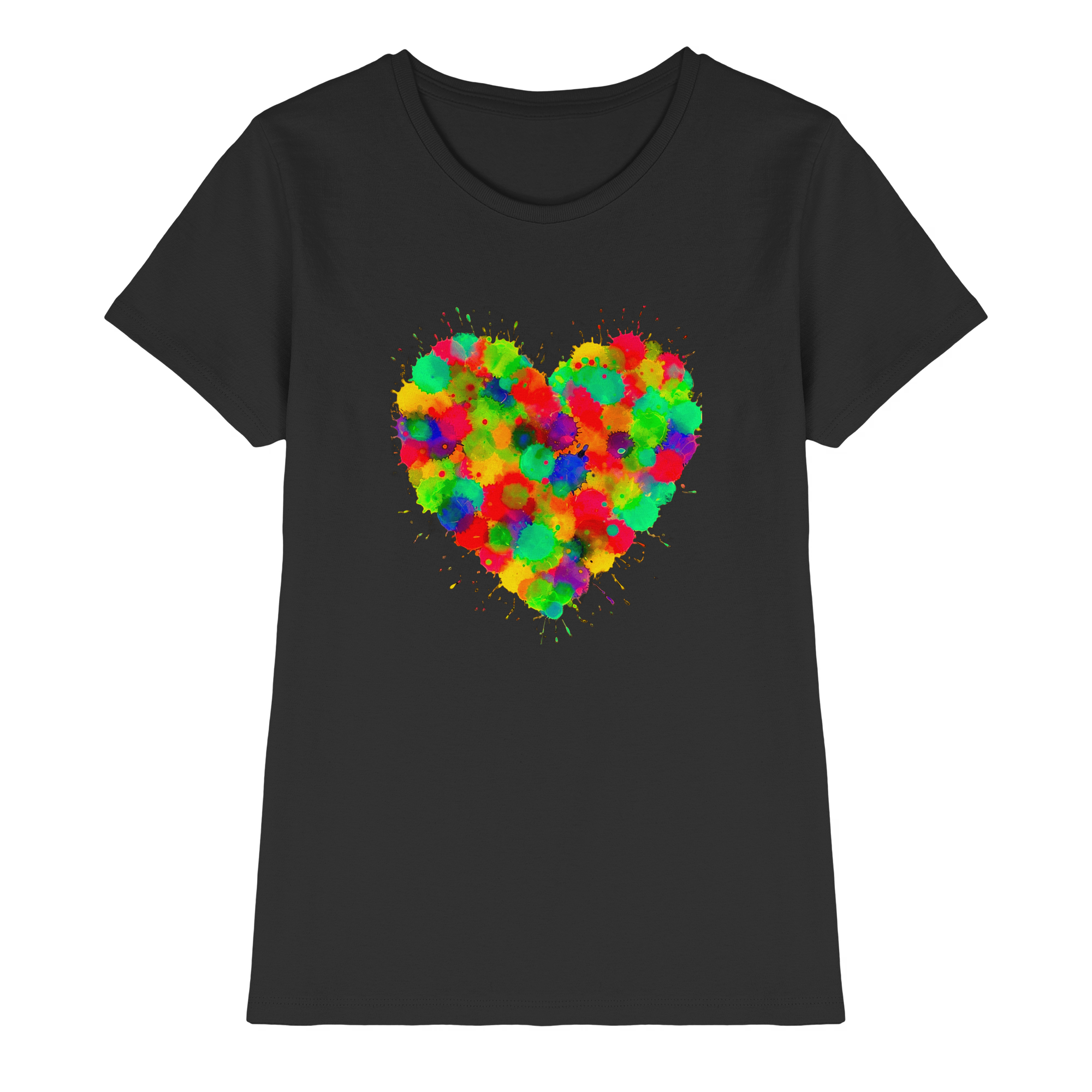 Lebendiges Herzspritzer T-Shirt 6 Farben XS-3XL – Premium Damen-Shirt