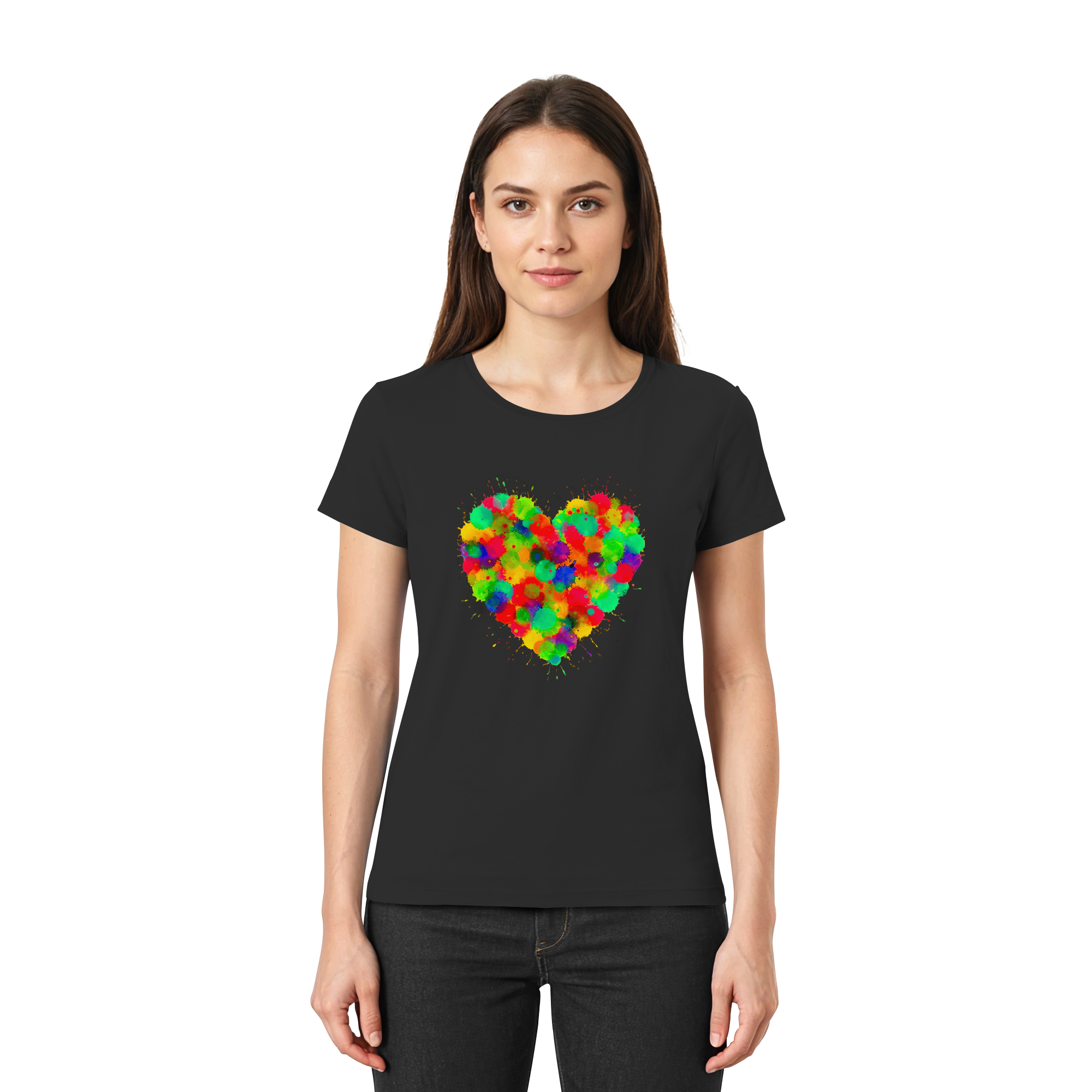 Lebendiges Herzspritzer T-Shirt 6 Farben XS-3XL – Premium Damen-Shirt