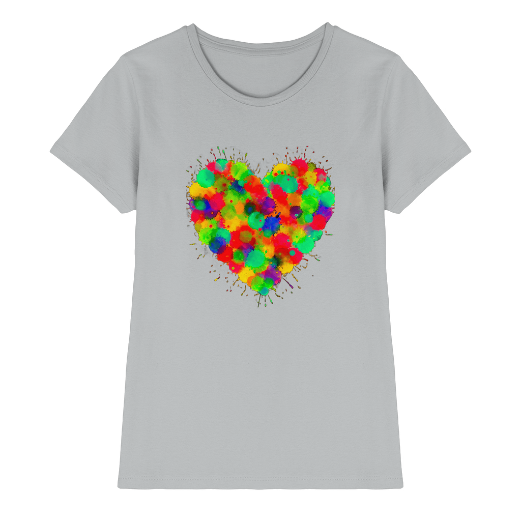 Lebendiges Herzspritzer T-Shirt 6 Farben XS-3XL – Premium Damen-Shirt