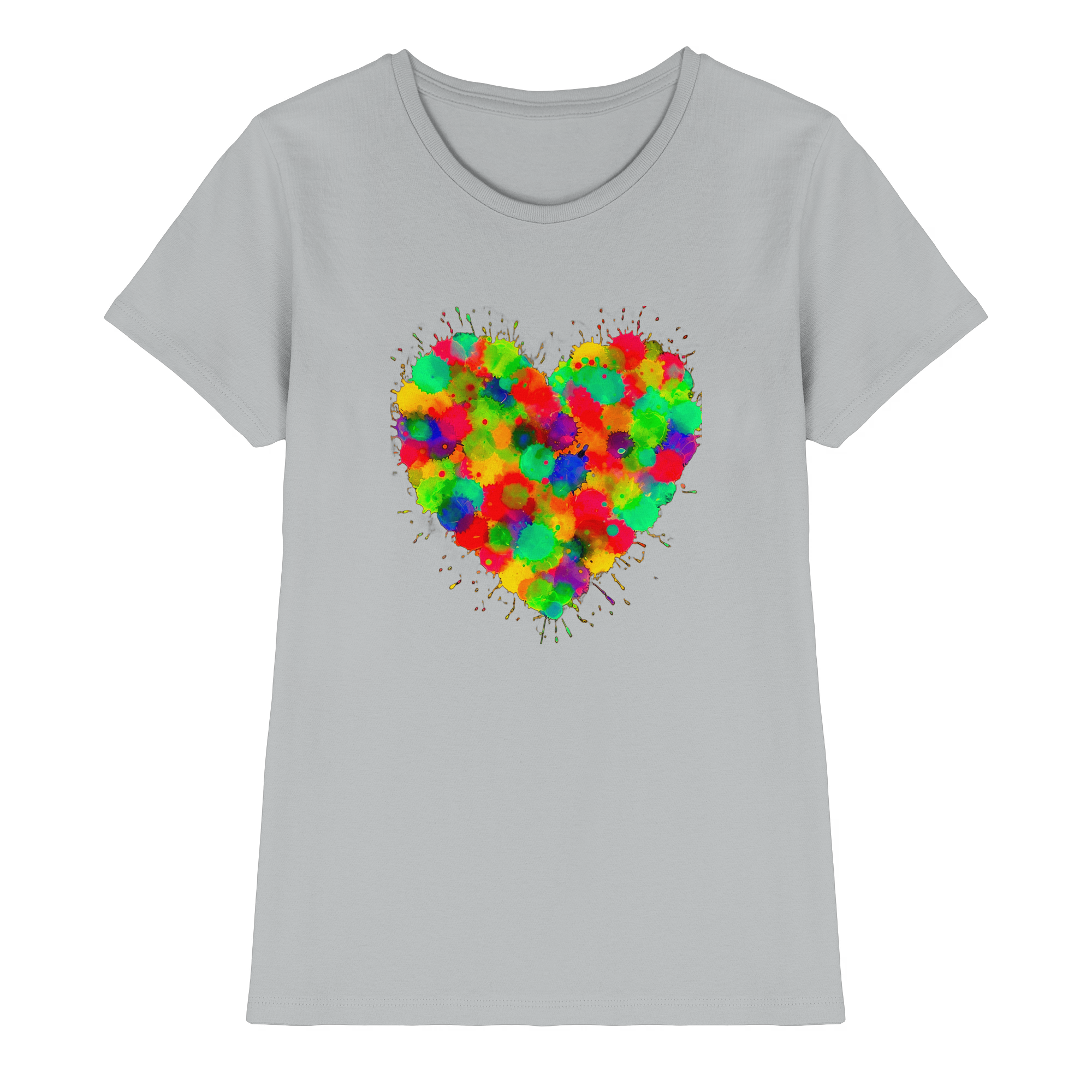 Lebendiges Herzspritzer T-Shirt 6 Farben XS-3XL – Premium Damen-Shirt