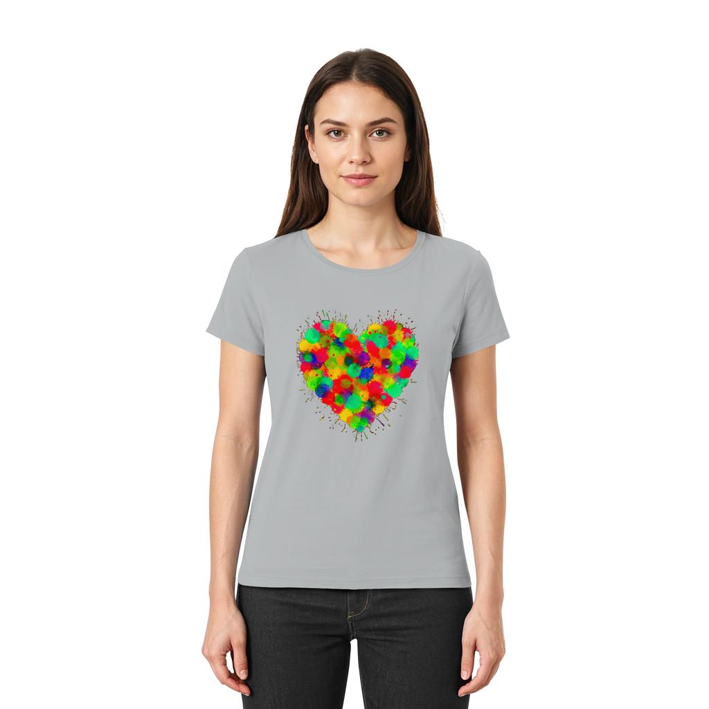 Lebendiges Herzspritzer T-Shirt 6 Farben XS-3XL – Premium Damen-Shirt