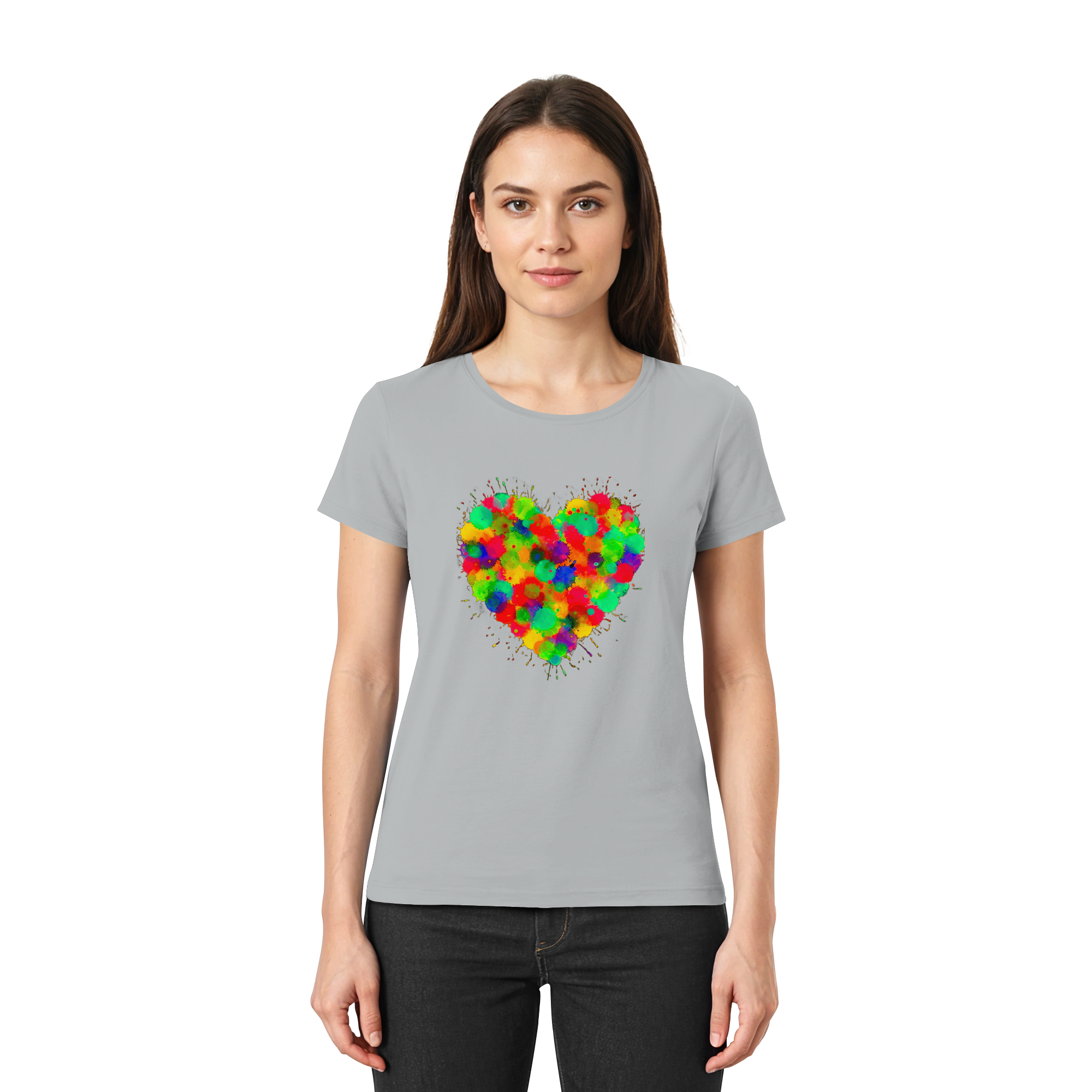 Lebendiges Herzspritzer T-Shirt 6 Farben XS-3XL – Premium Damen-Shirt