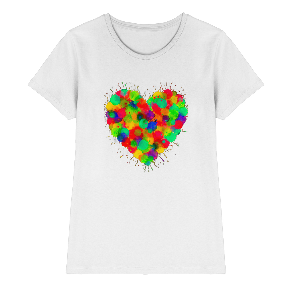 Lebendiges Herzspritzer T-Shirt 6 Farben XS-3XL – Premium Damen-Shirt