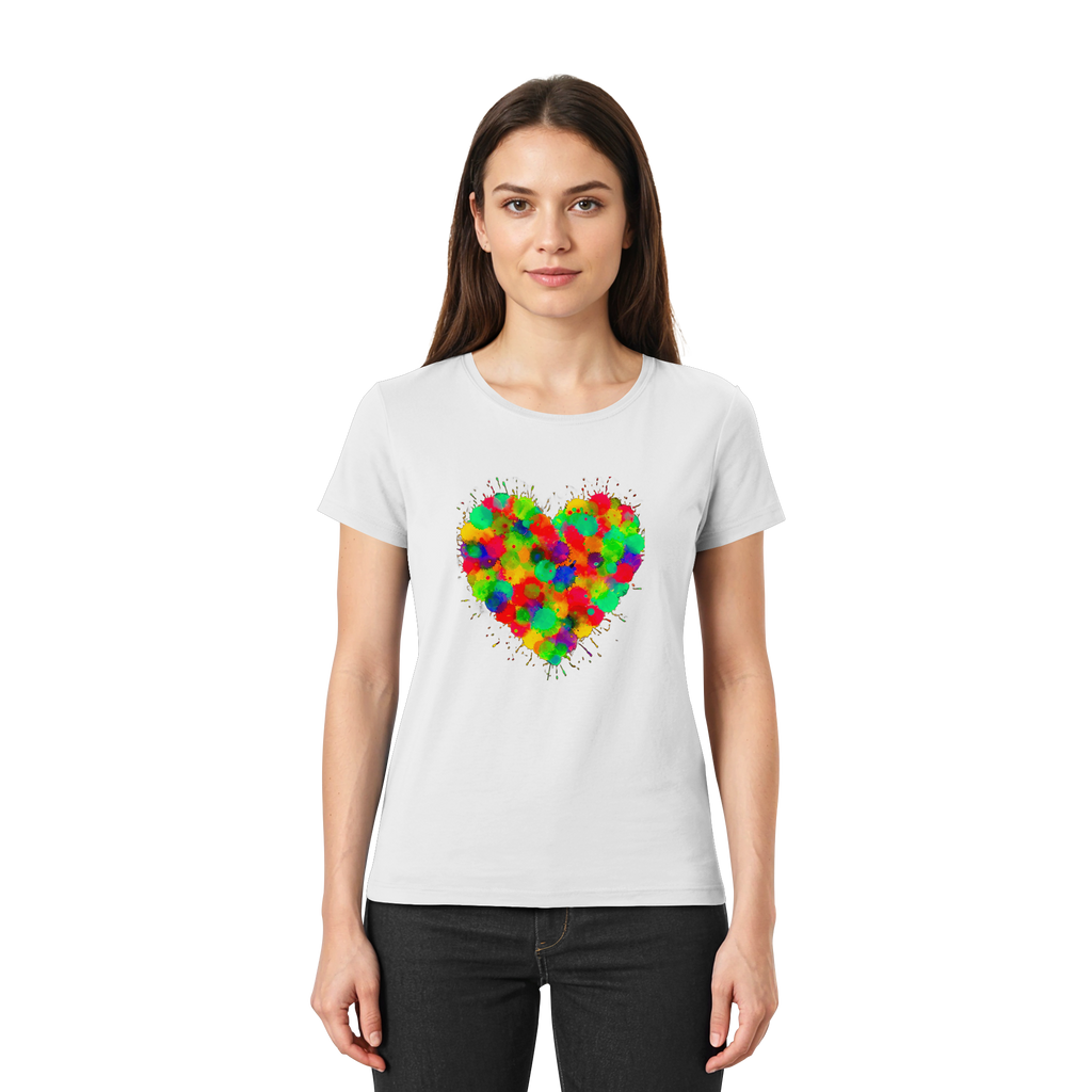 Lebendiges Herzspritzer T-Shirt 6 Farben XS-3XL – Premium Damen-Shirt