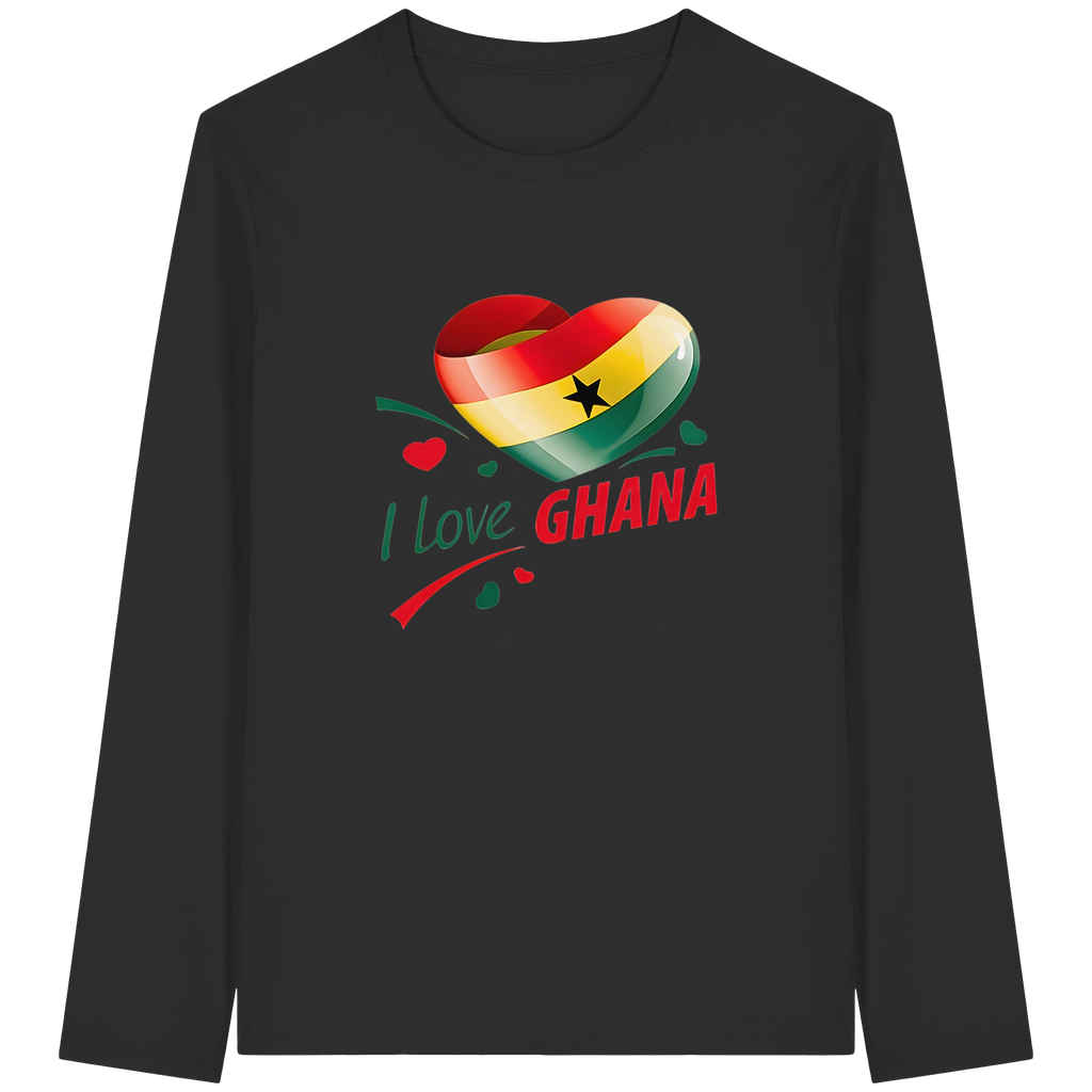 I Love Ghana Sweatshirt | Flag Heart Design | 4 Colors, Sizes S-5XL