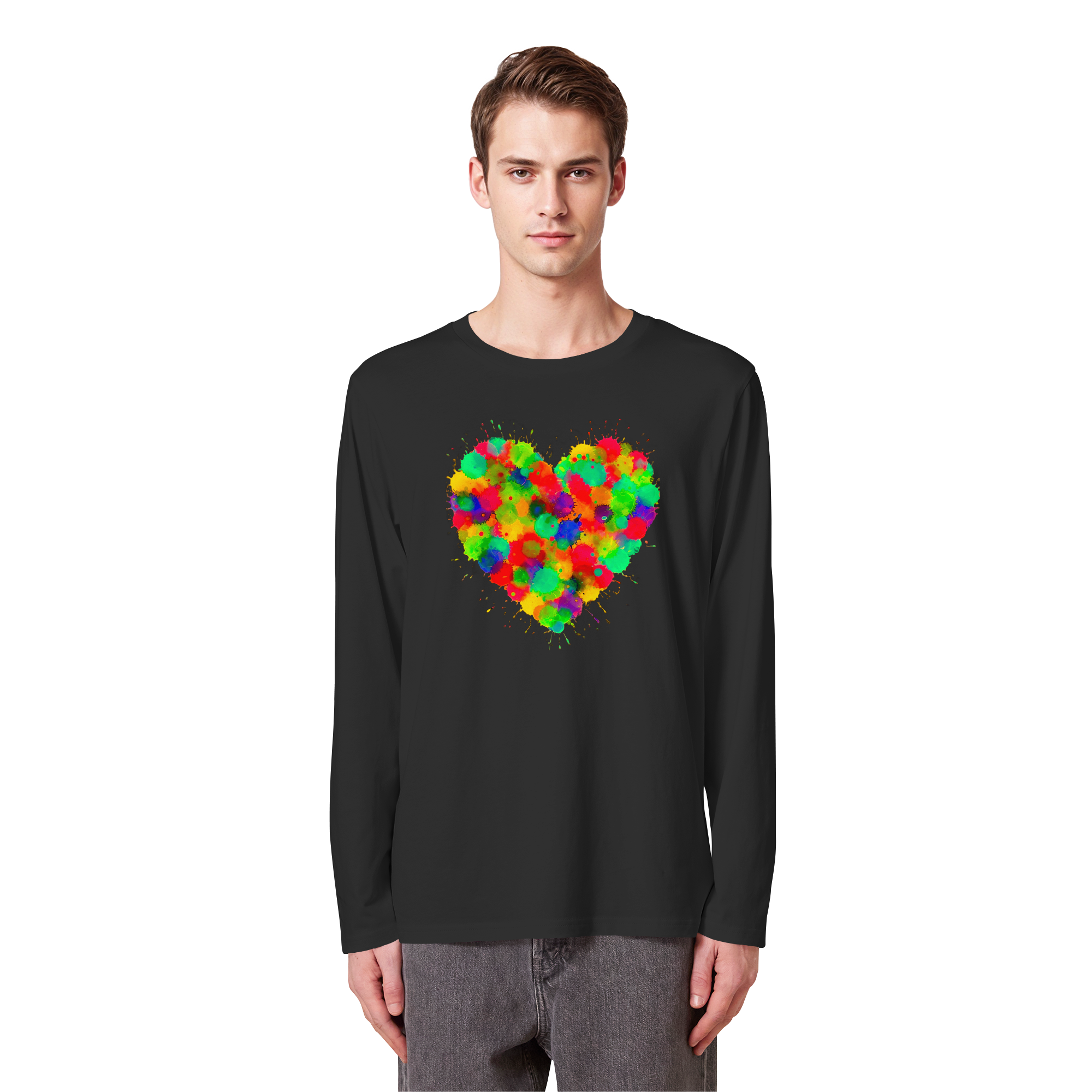 Regenbogen Farbspritzer Herz Sweatshirt Unisex 3 Farben S-3XL