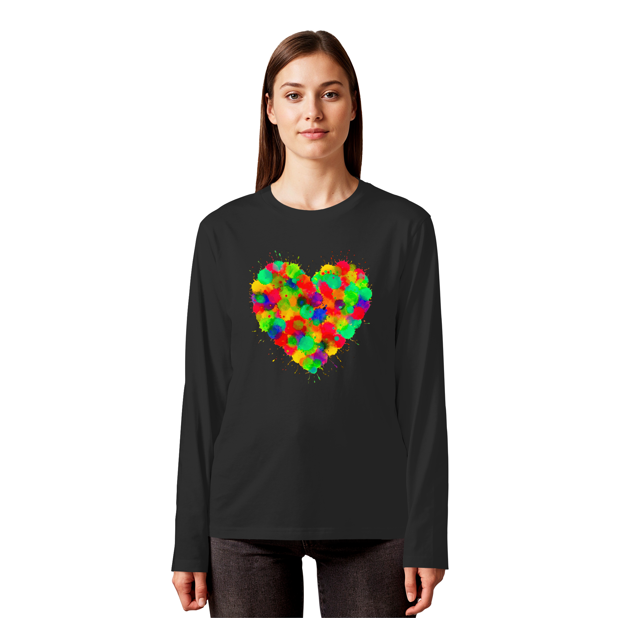 Regenbogen Farbspritzer Herz Sweatshirt Unisex 3 Farben S-3XL