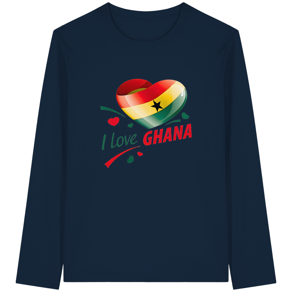 I Love Ghana Sweatshirt | Flag Heart Design | 4 Colors, Sizes S-5XL