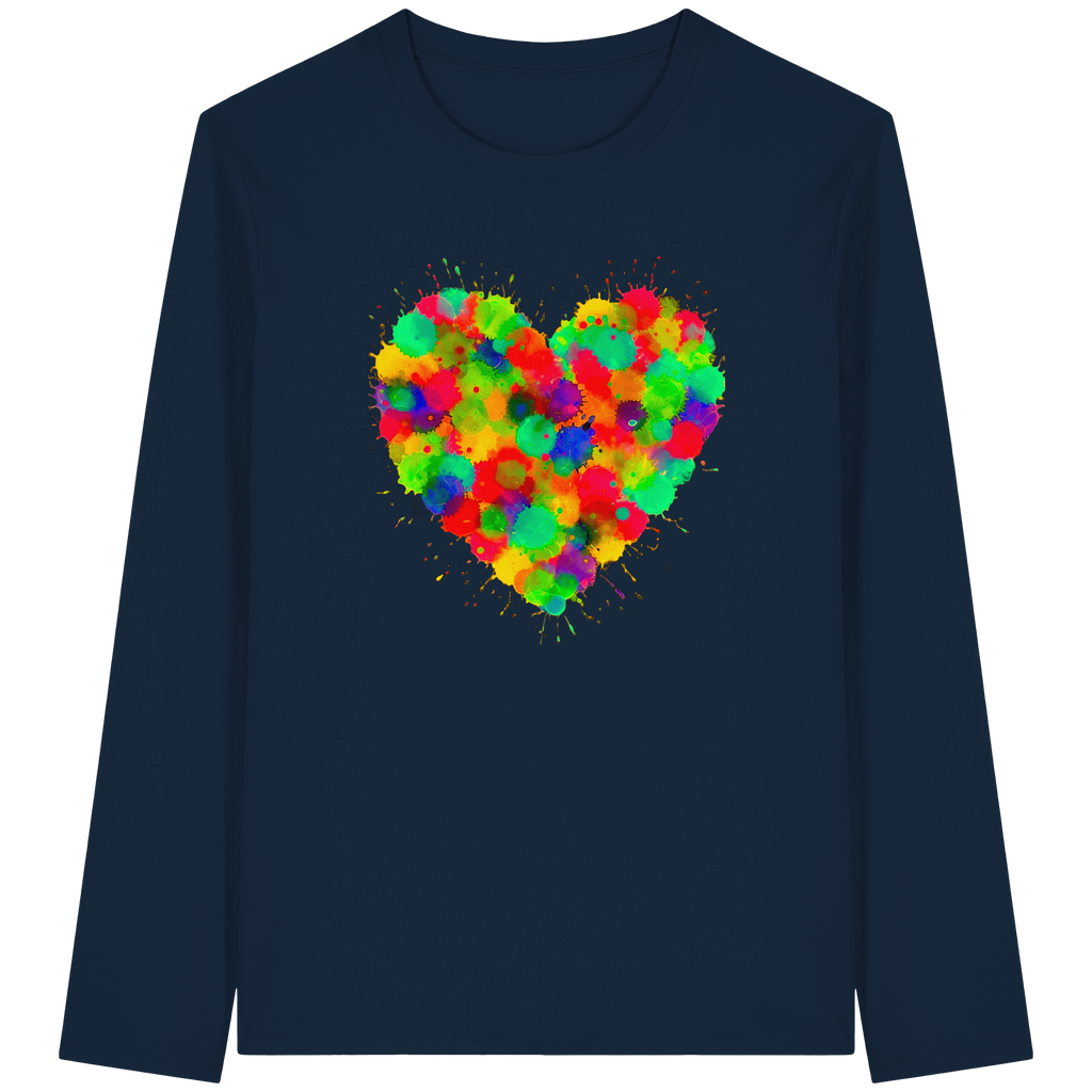 Regenbogen Farbspritzer Herz Sweatshirt Unisex 3 Farben S-3XL