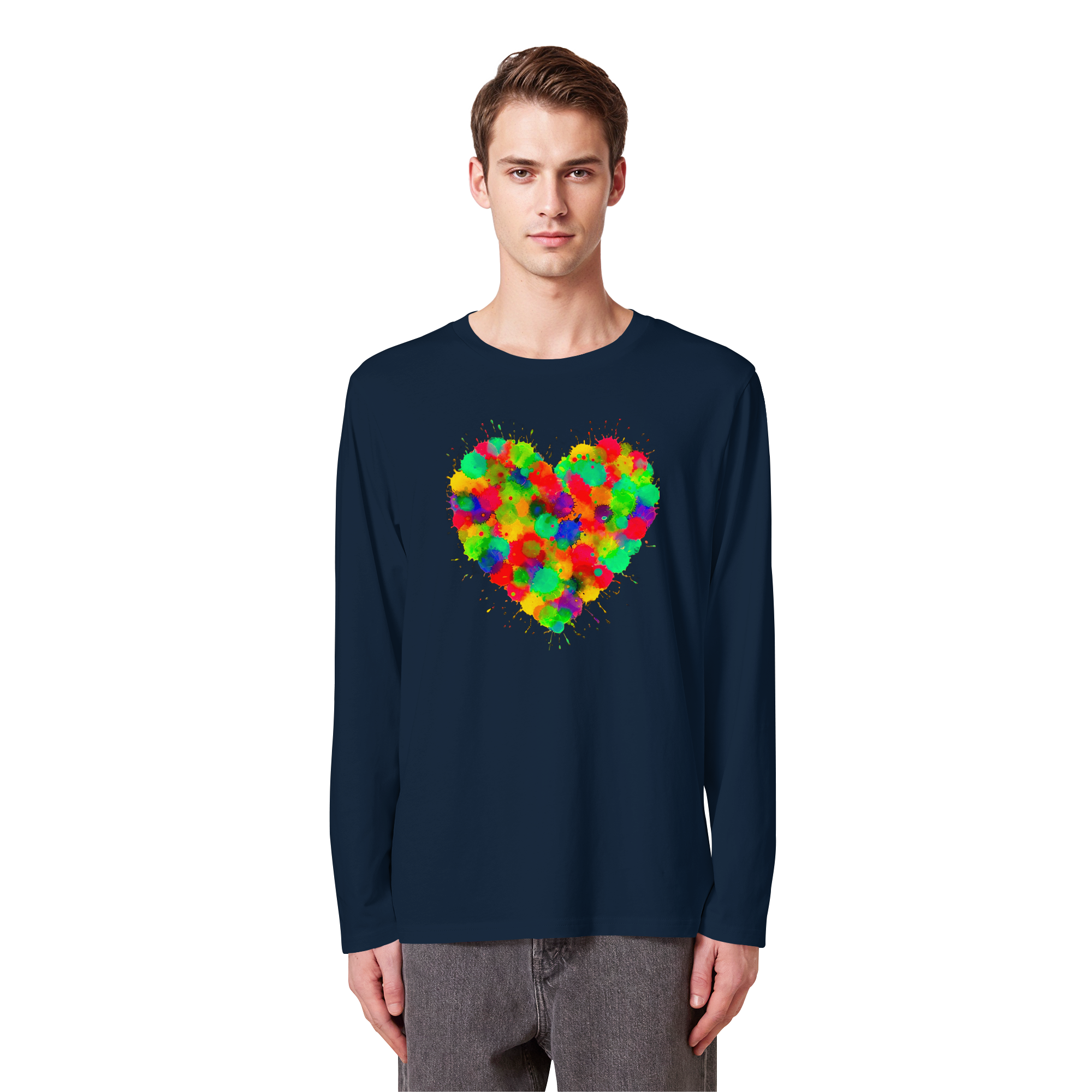 Regenbogen Farbspritzer Herz Sweatshirt Unisex 3 Farben S-3XL