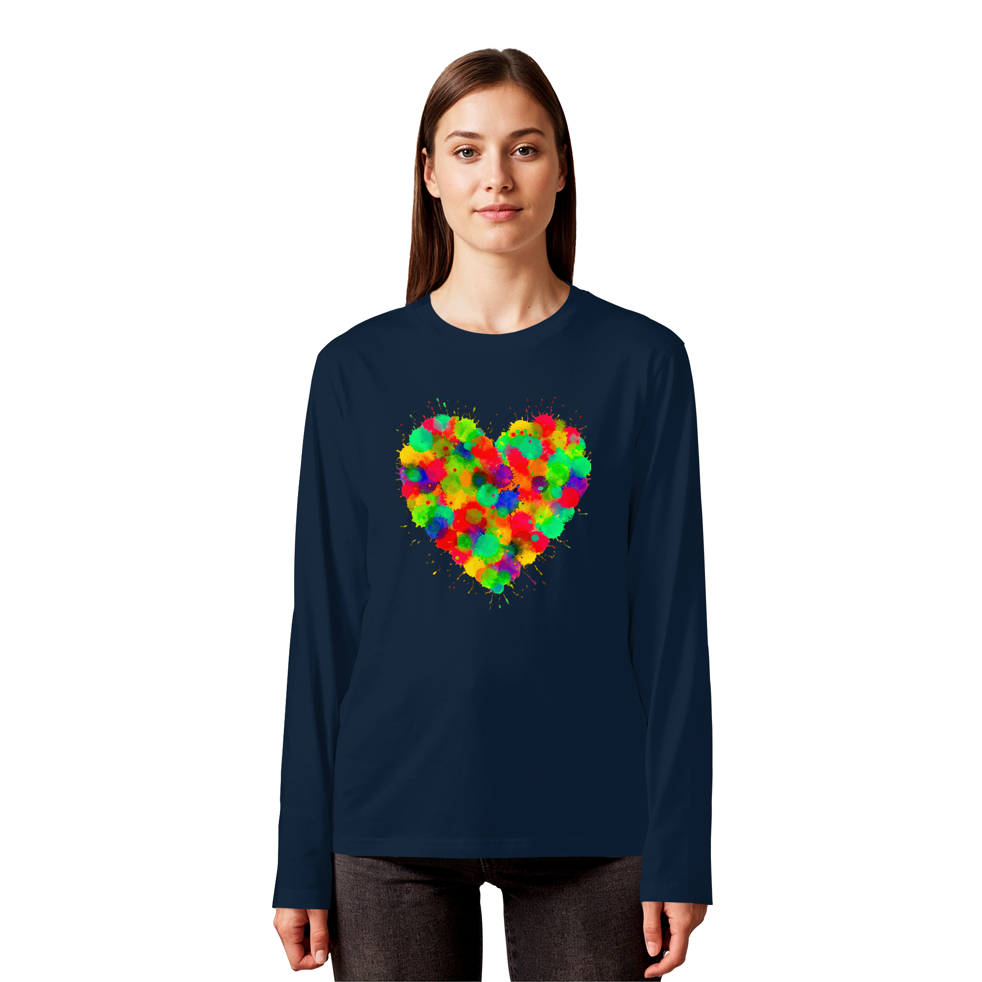 Regenbogen Farbspritzer Herz Sweatshirt Unisex 3 Farben S-3XL